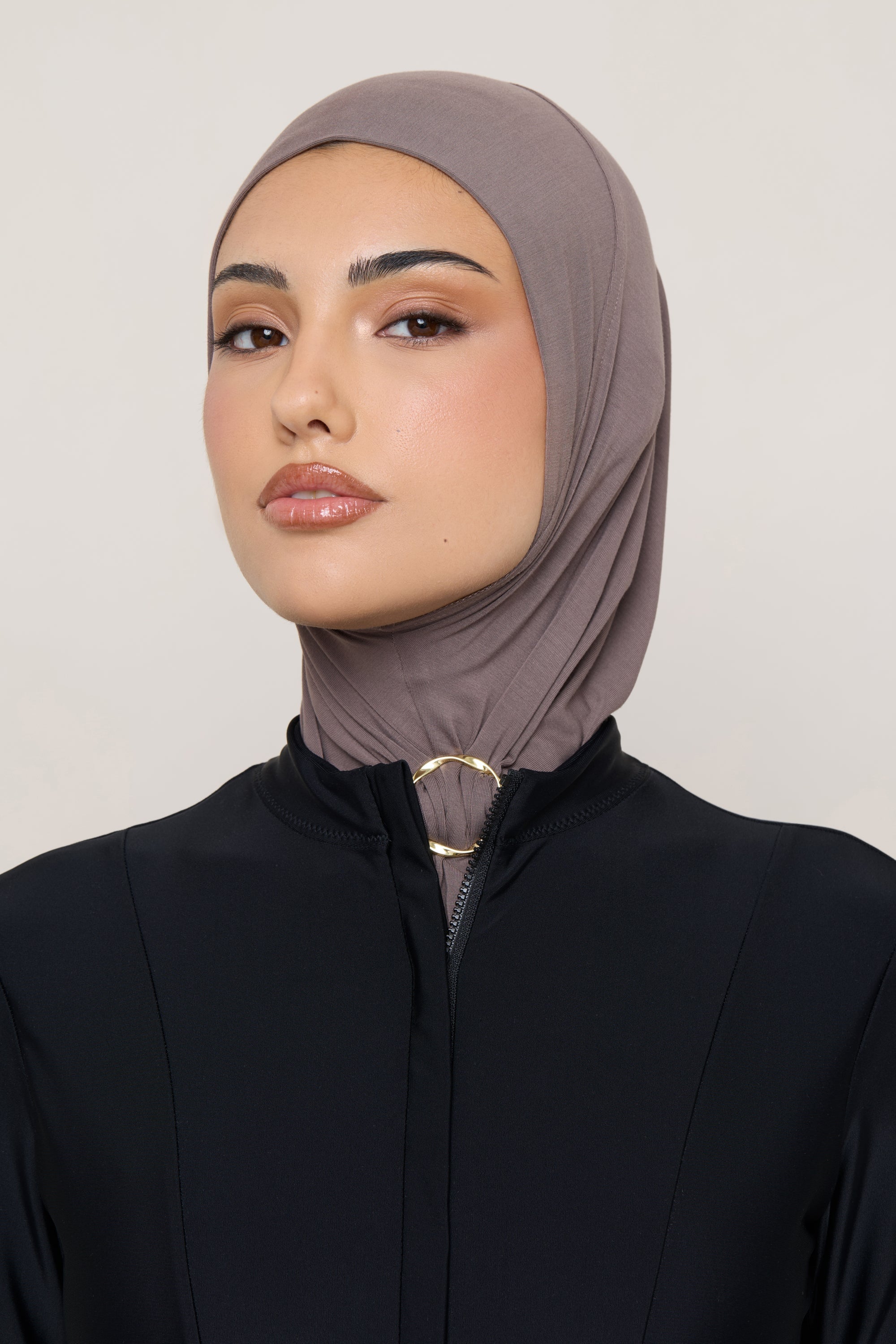 Amira Bamboo Jersey Instant Hijab - Deep Taupe Hijabs Veiled