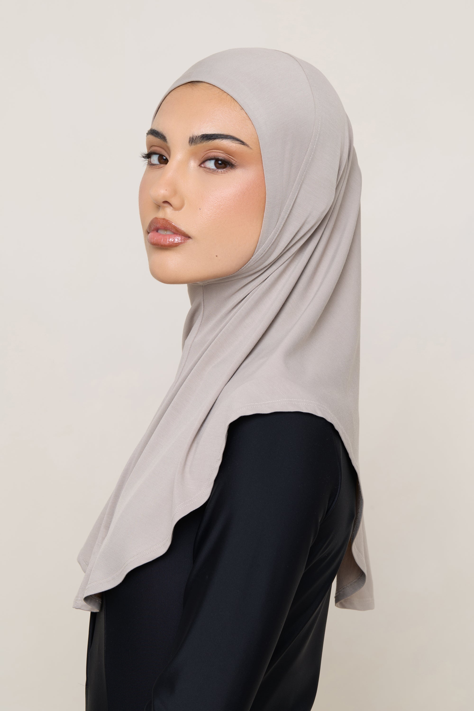 Amira Bamboo Jersey Instant Hijab - Mink Hijabs Veiled