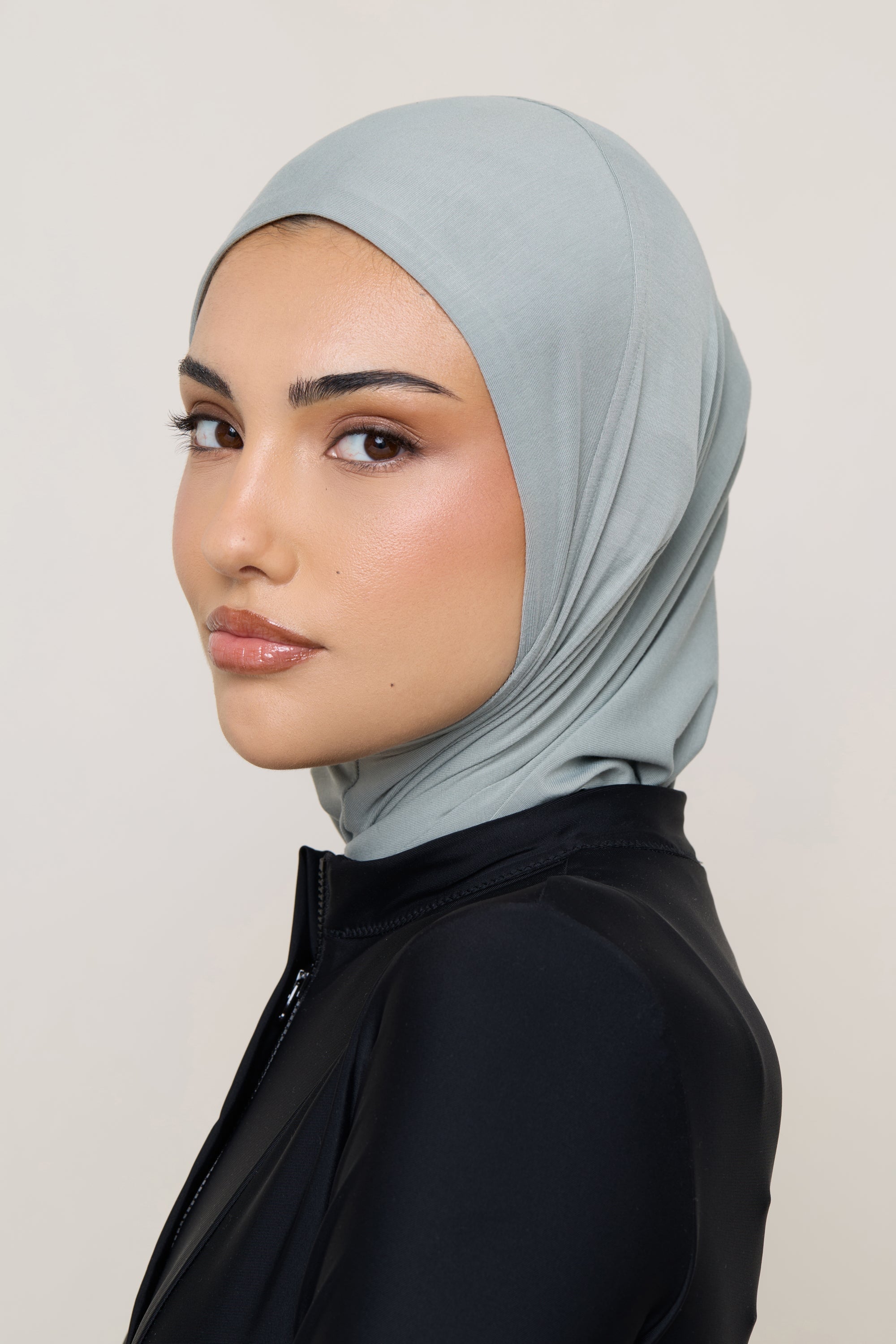 Amira Bamboo Jersey Instant Hijab - Sage Hijabs Veiled