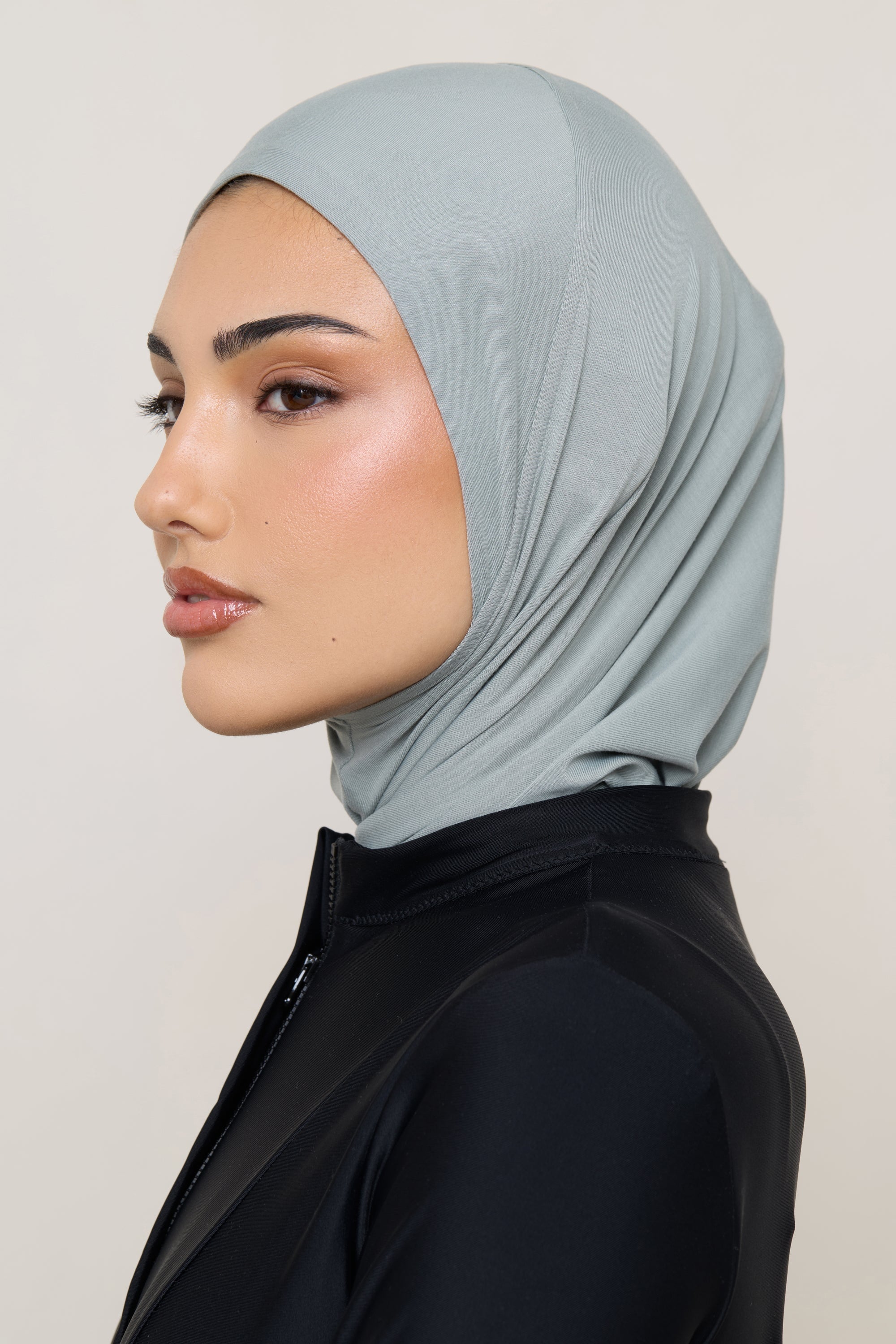 Amira Bamboo Jersey Instant Hijab - Sage Hijabs Veiled