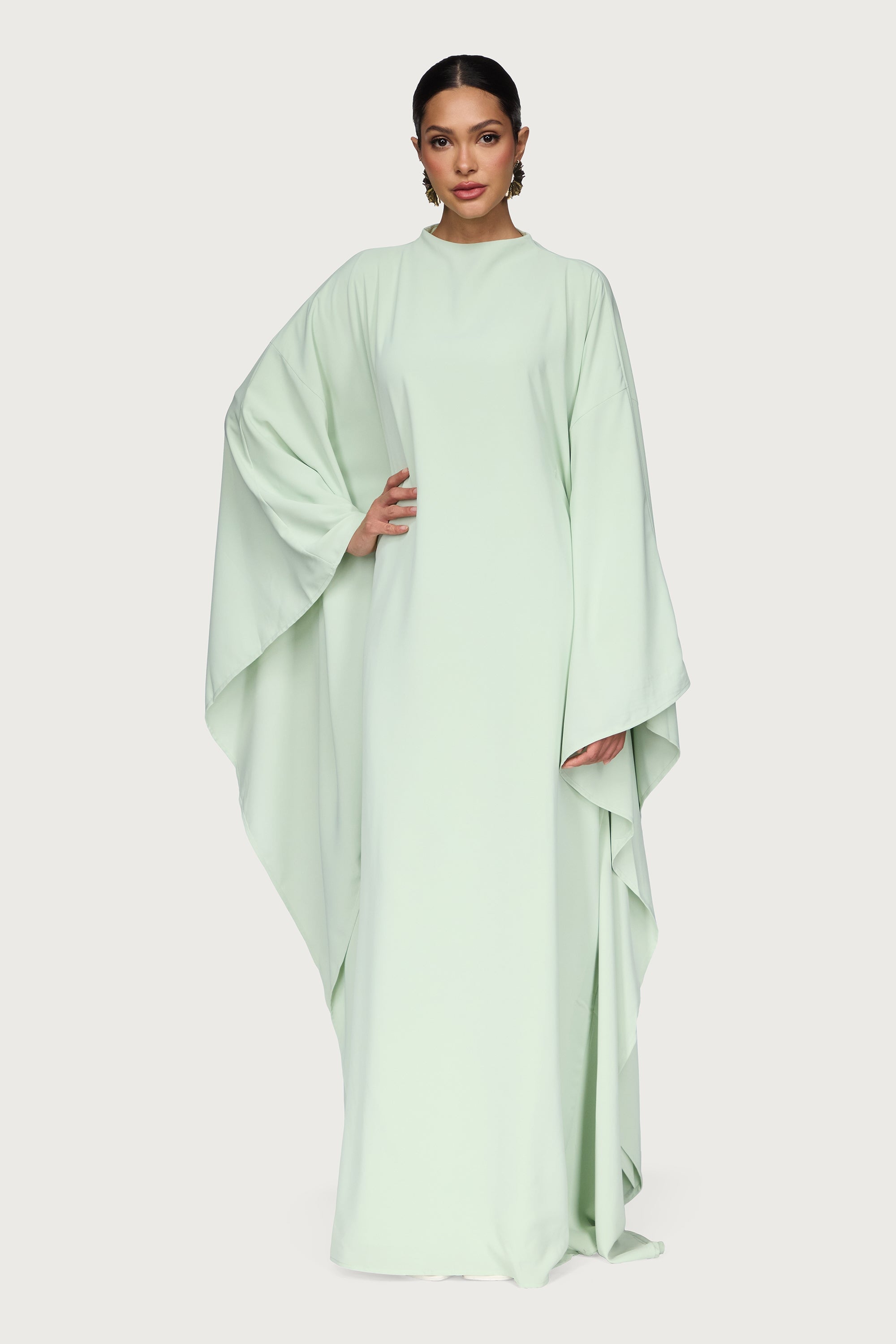 Amira Butterfly Inner Tie Abaya Dress - Pistachio Abayas Veiled