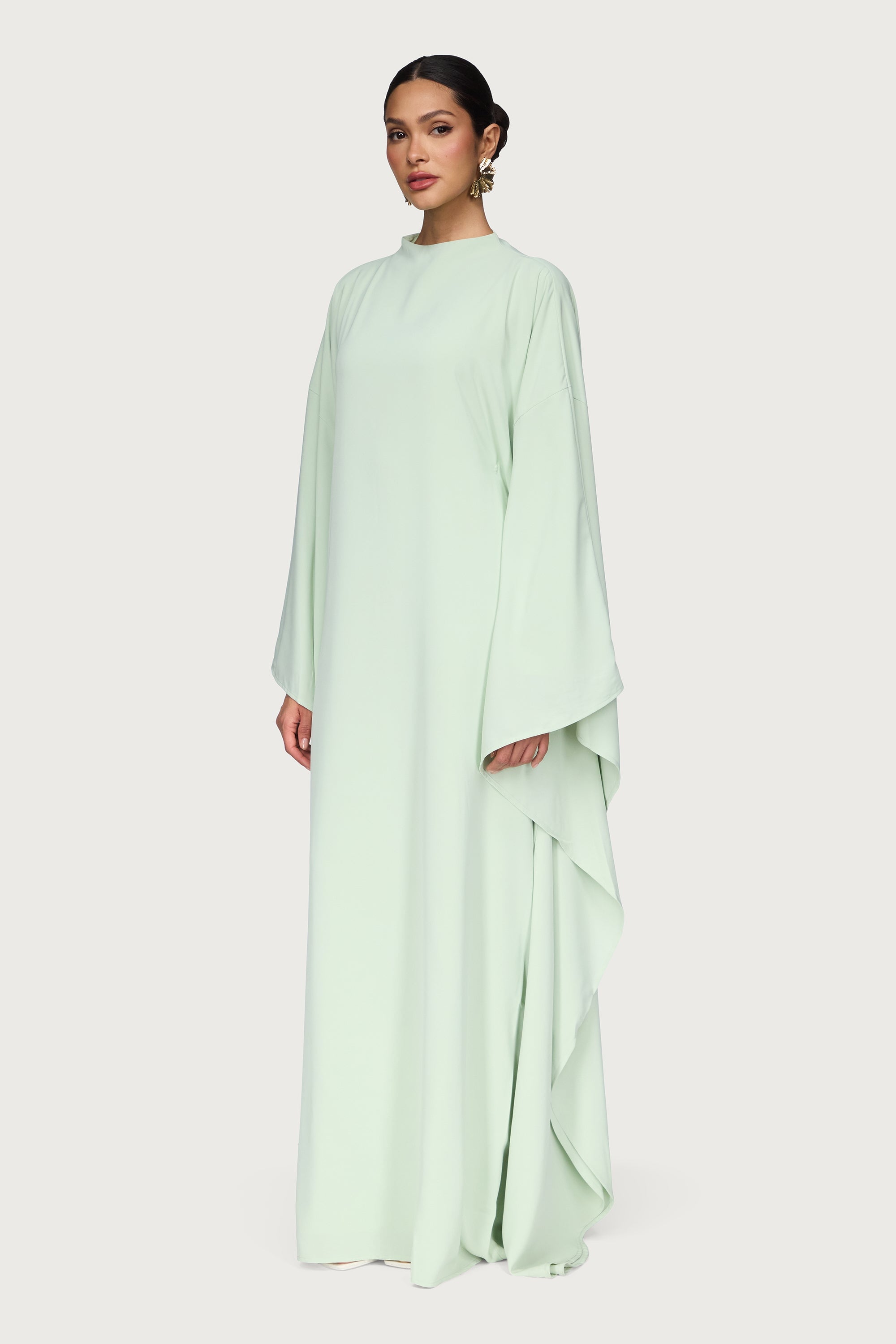 Amira Butterfly Inner Tie Abaya Dress - Pistachio Abayas Veiled