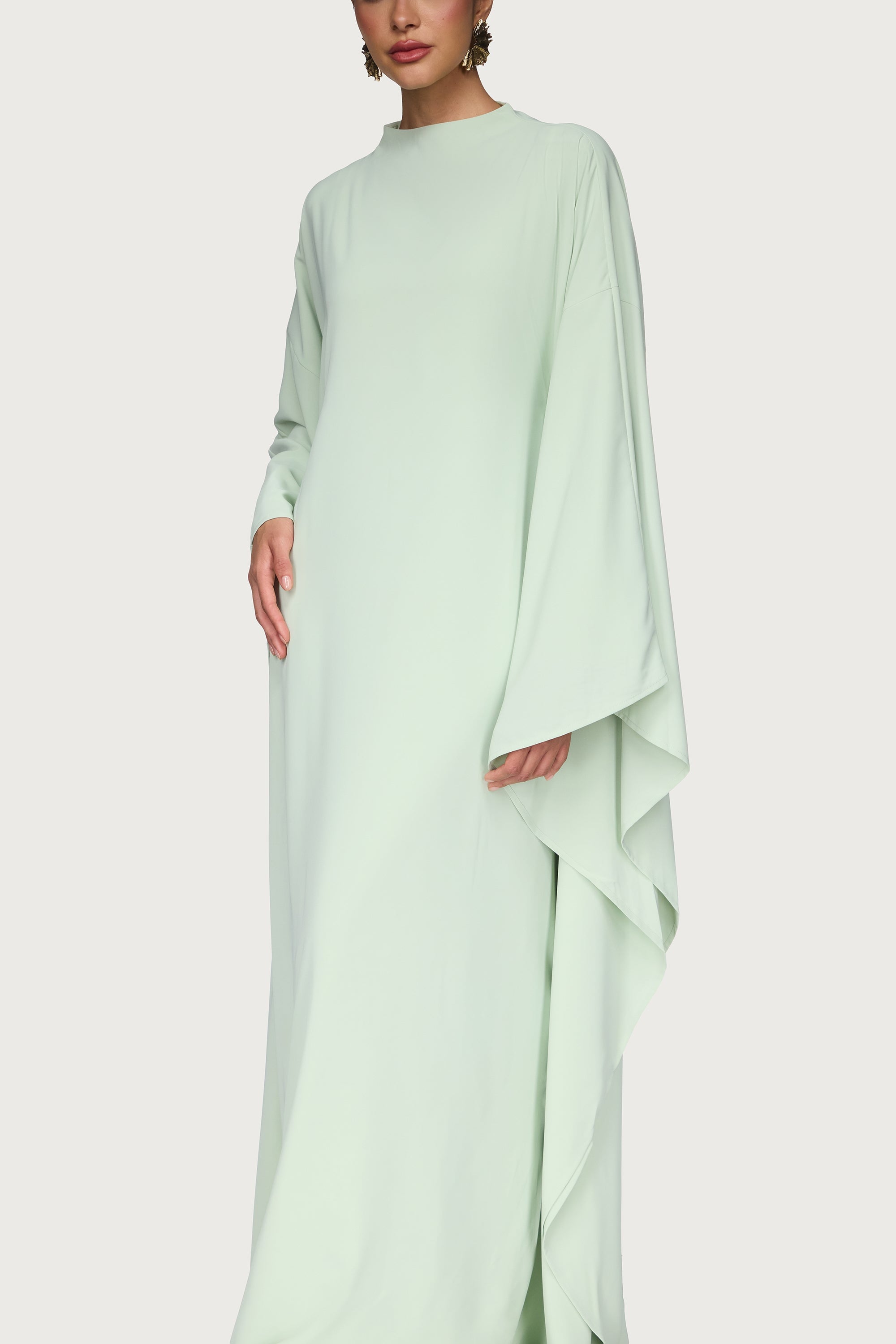 Amira Butterfly Inner Tie Abaya Dress - Pistachio Abayas Veiled