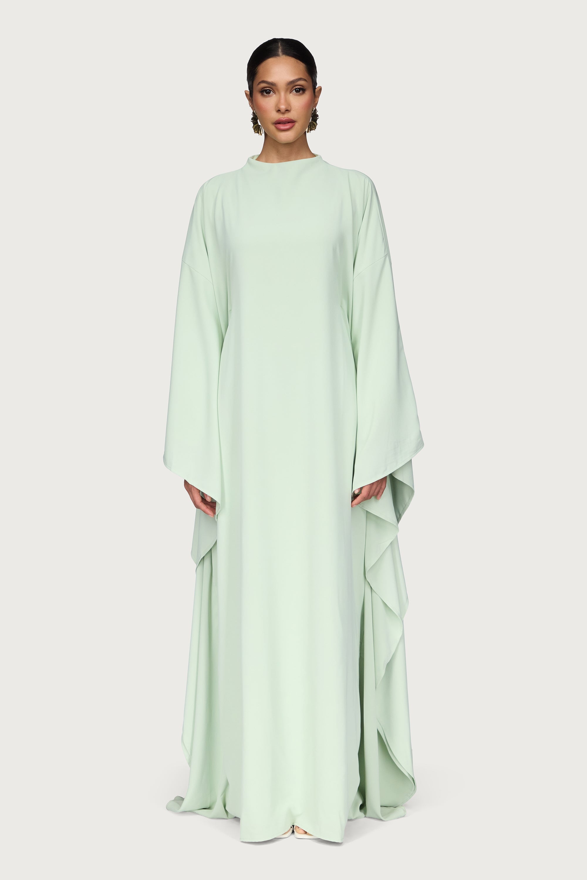 Amira Butterfly Inner Tie Abaya Dress - Pistachio Abayas Veiled