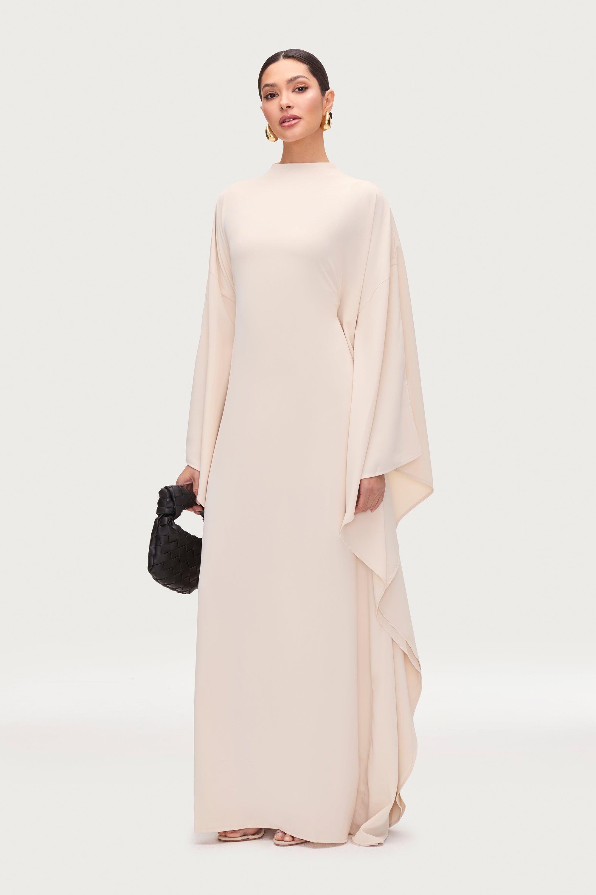 Amira Butterfly Inner Tie Abaya Dress - Stone Abayas Veiled