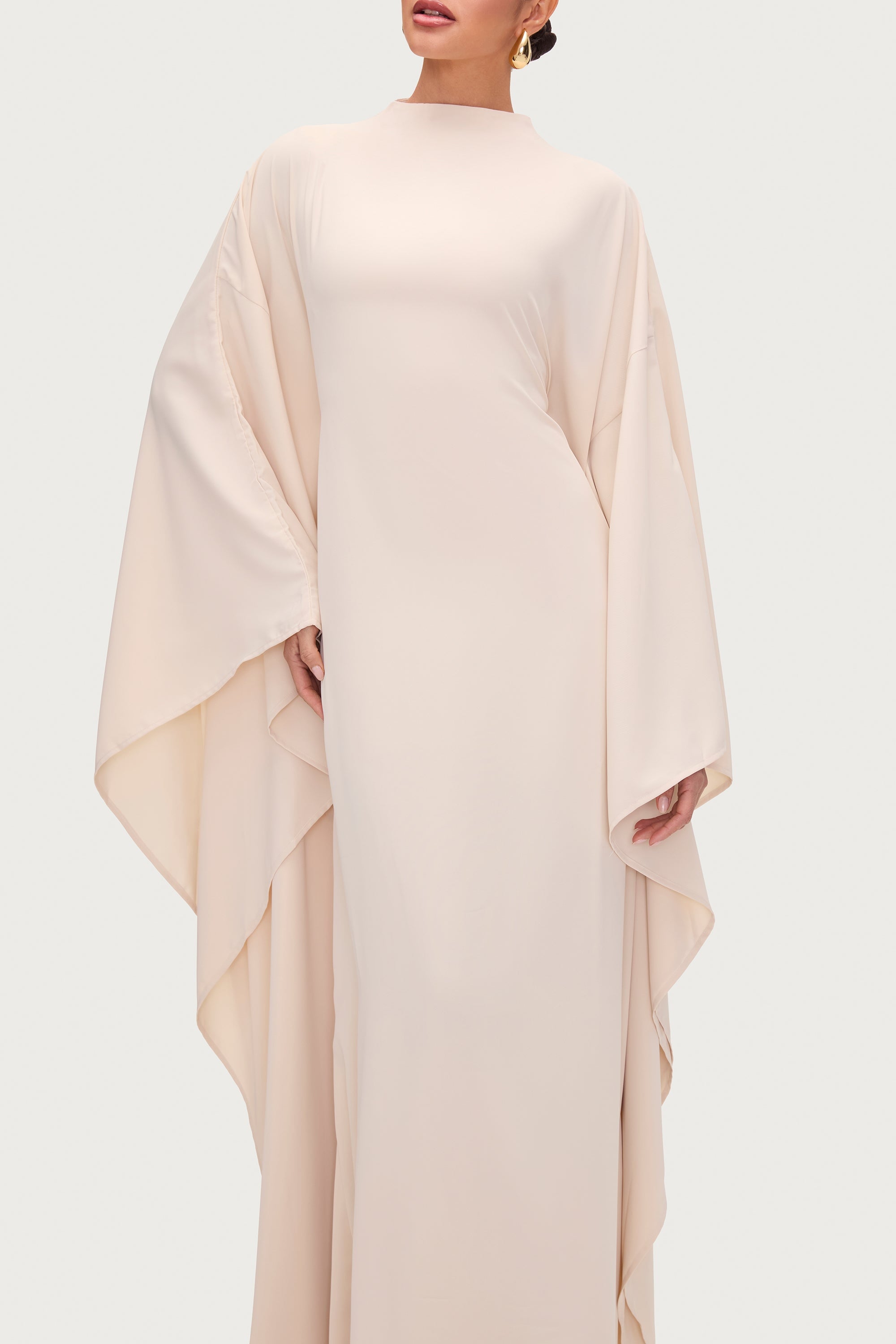 Amira Butterfly Inner Tie Abaya Dress - Stone Abayas Veiled