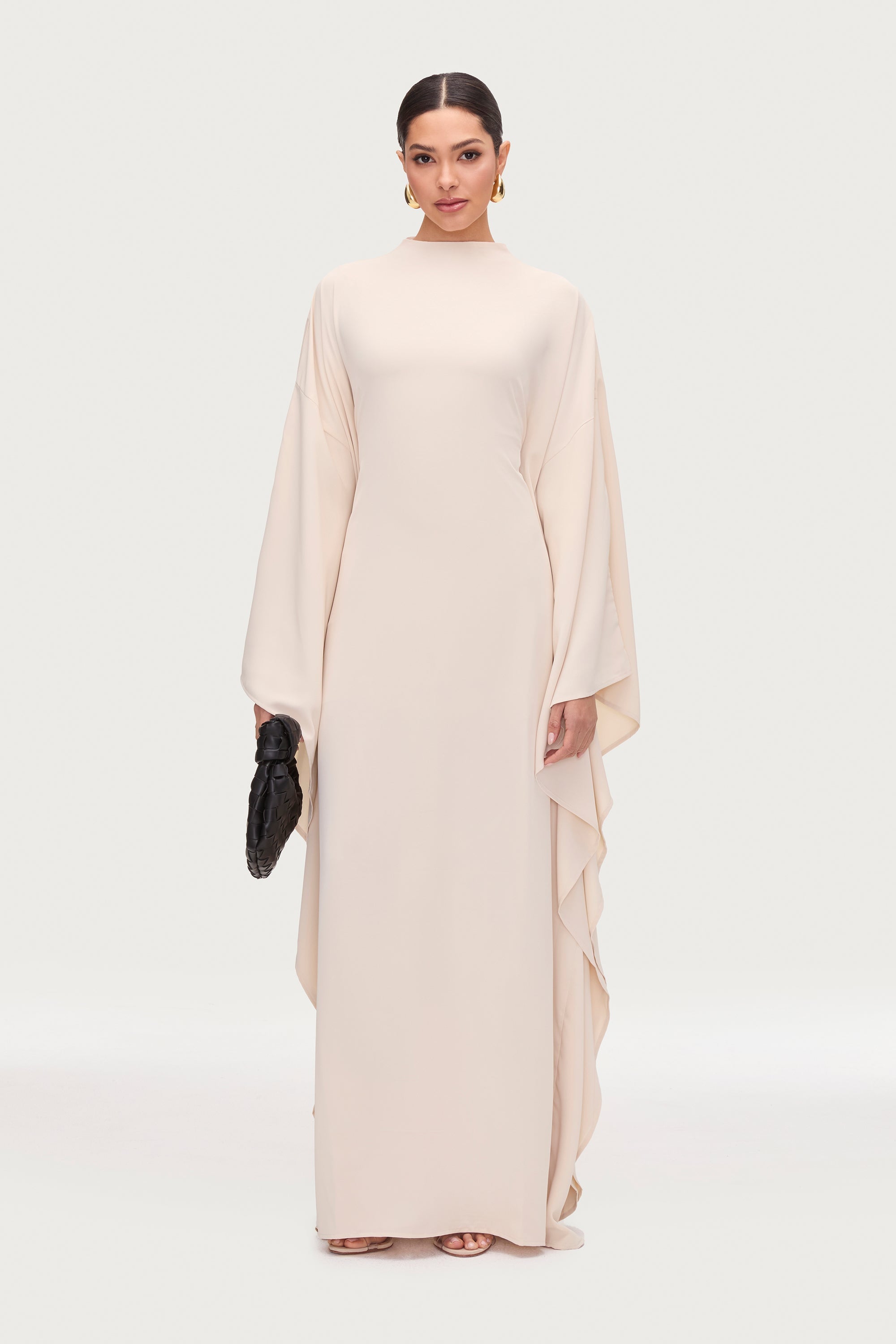 Amira Butterfly Inner Tie Abaya Dress - Stone Abayas Veiled
