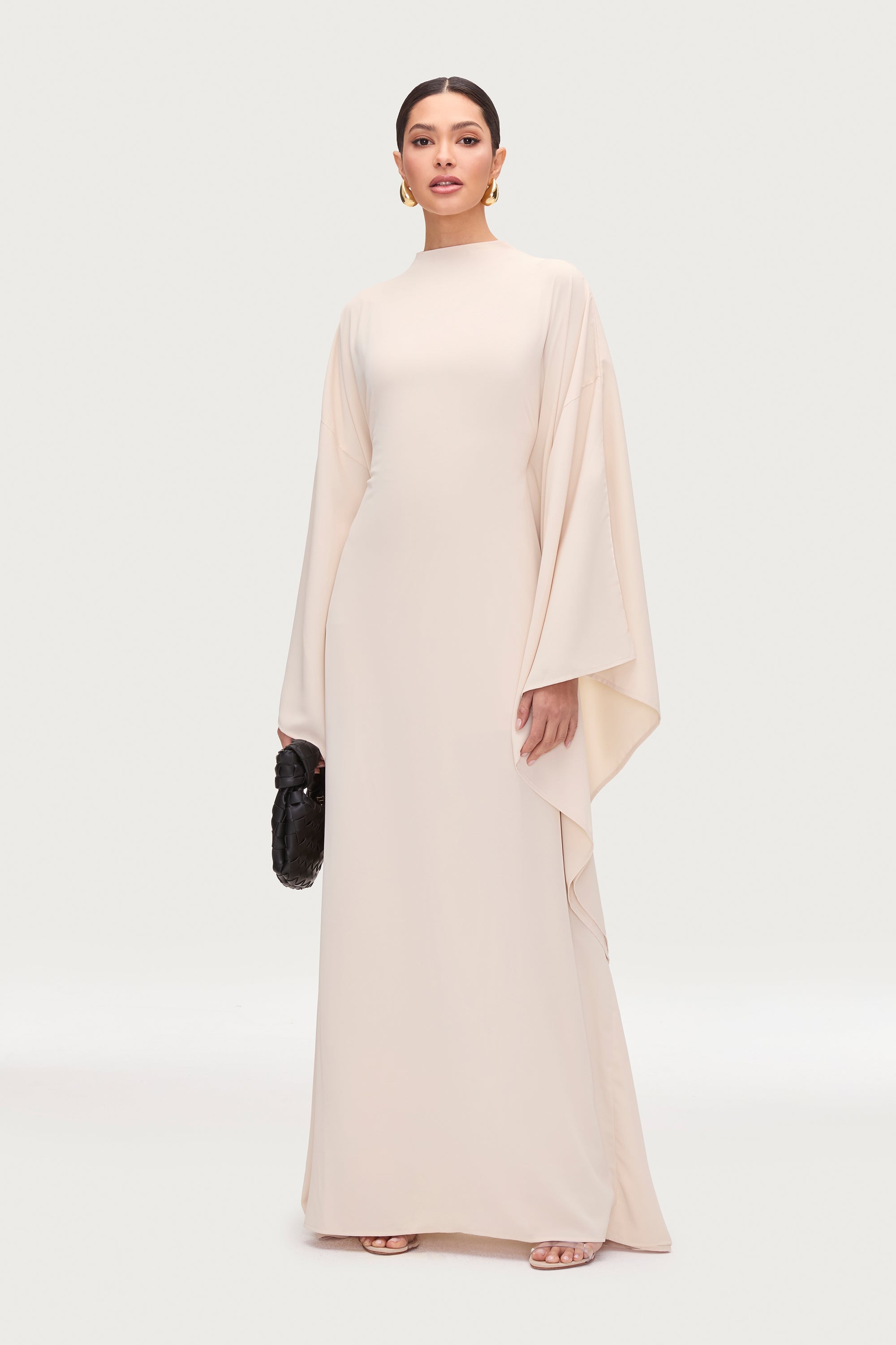 Amira Butterfly Inner Tie Abaya Dress - Stone Abayas Veiled