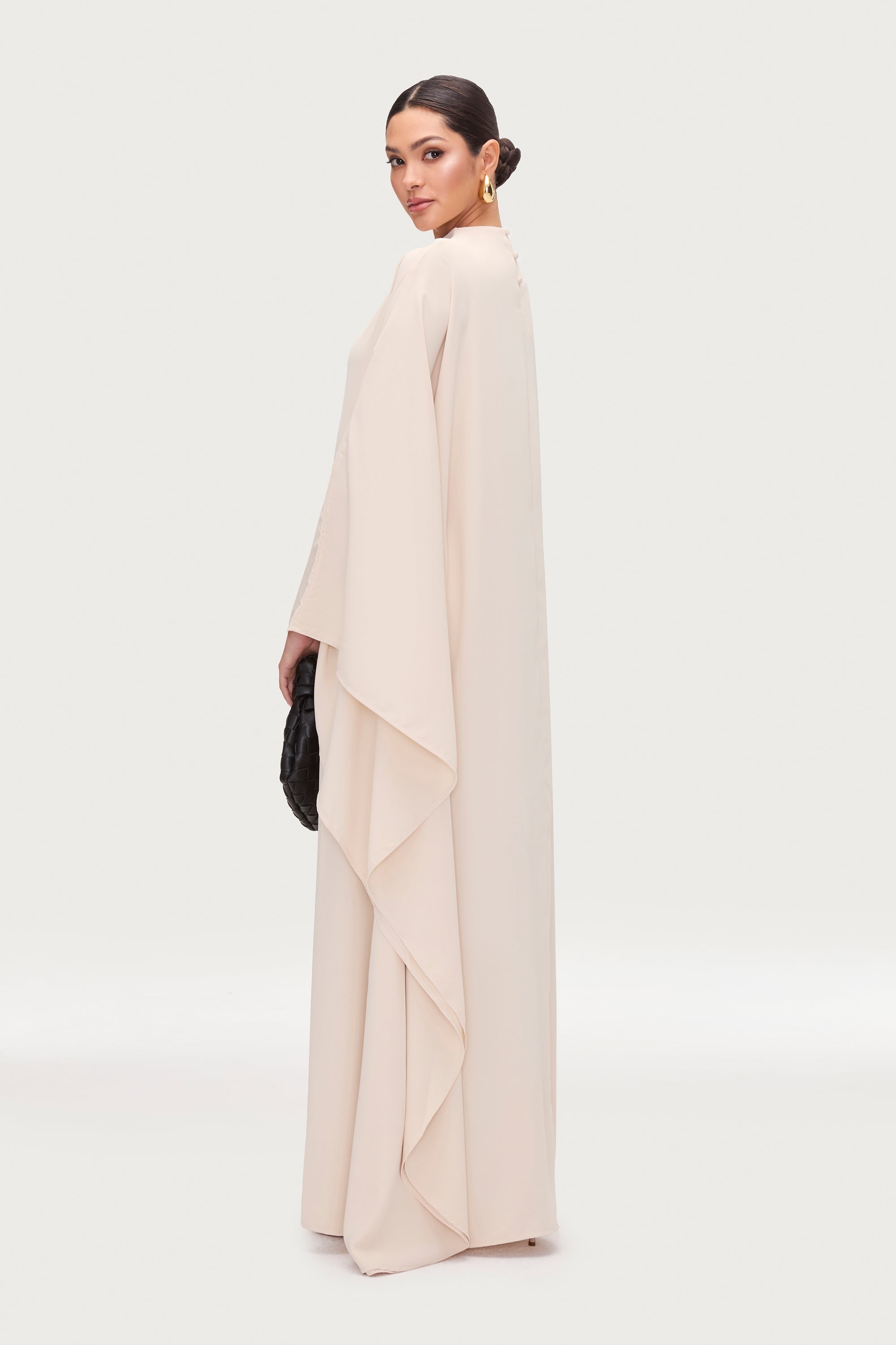 Amira Butterfly Inner Tie Abaya Dress - Stone Abayas Veiled