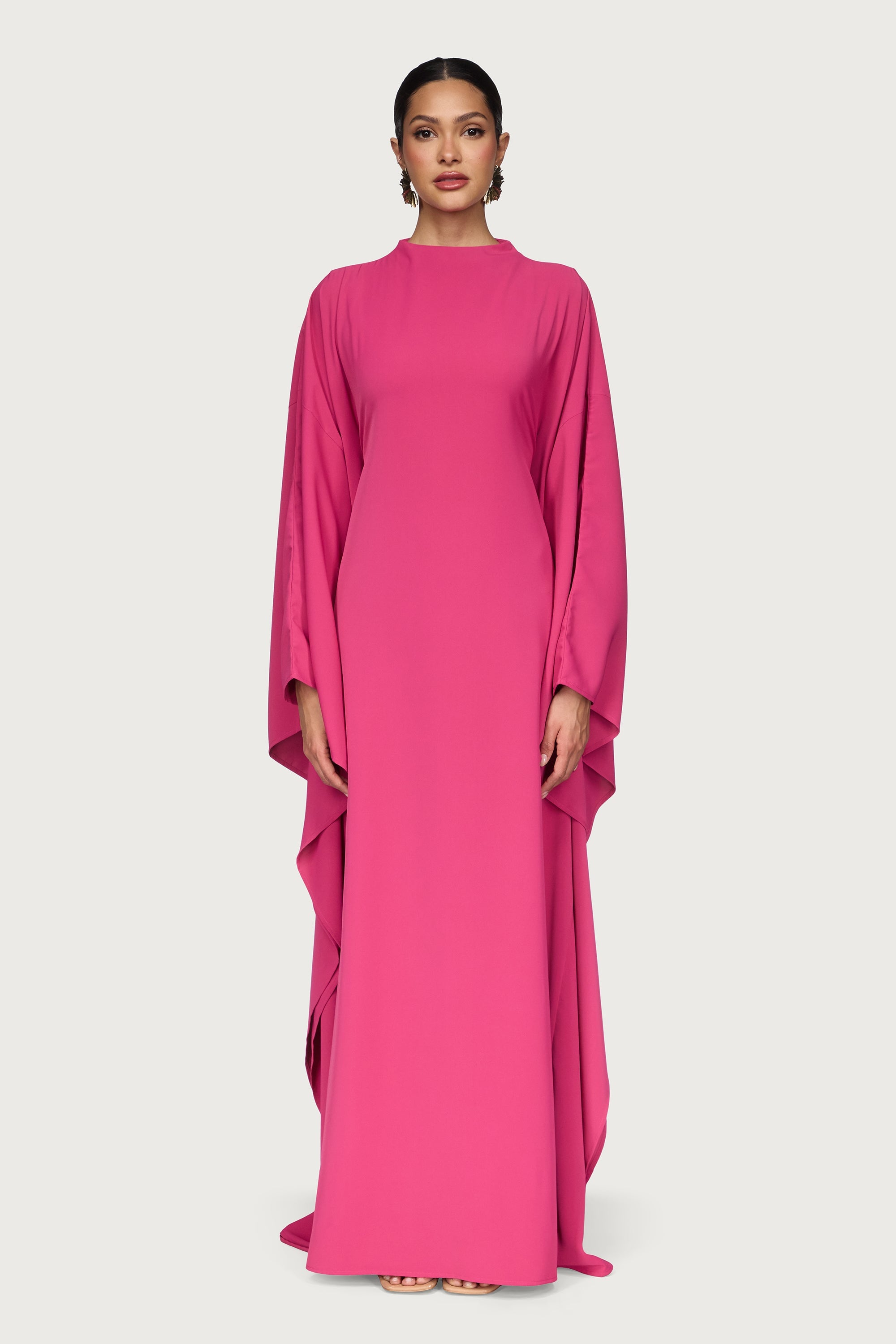 Amira Butterfly Inner Tie Abaya Dress - Sunset Pink Abayas Veiled