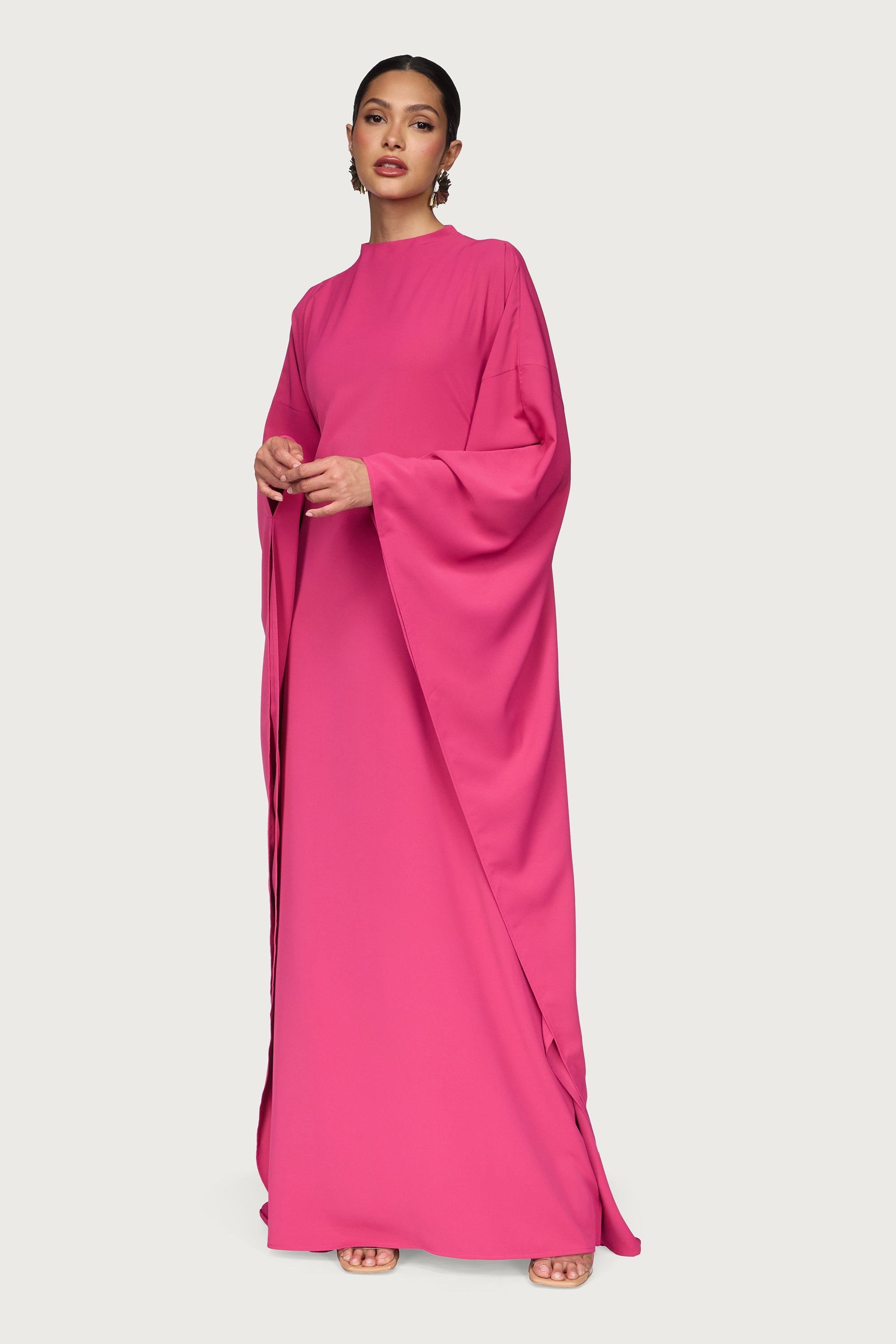 Amira Butterfly Inner Tie Abaya Dress - Sunset Pink Abayas Veiled