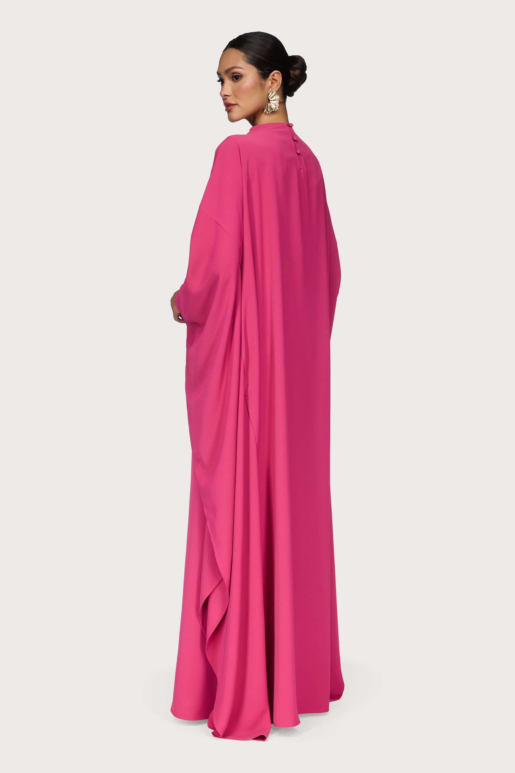 Amira Butterfly Inner Tie Abaya Dress - Sunset Pink Abayas Veiled