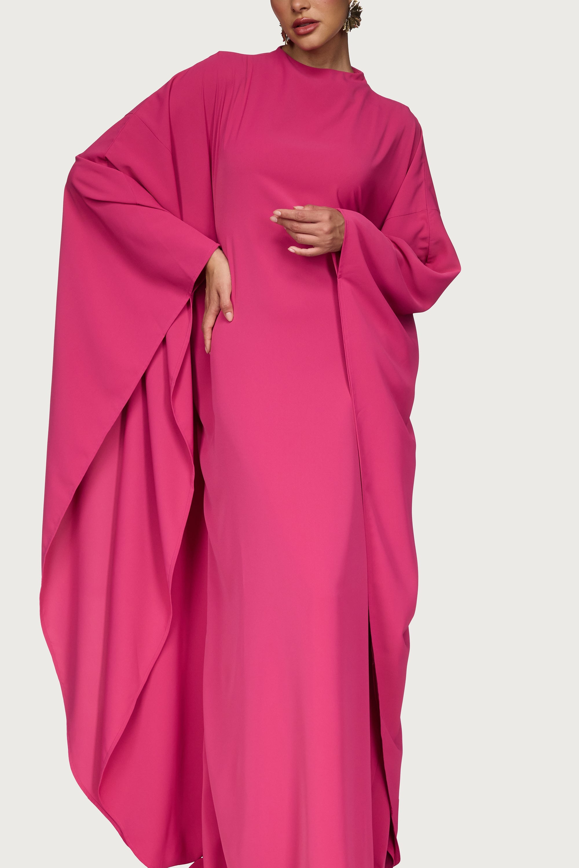 Amira Butterfly Inner Tie Abaya Dress - Sunset Pink Abayas Veiled
