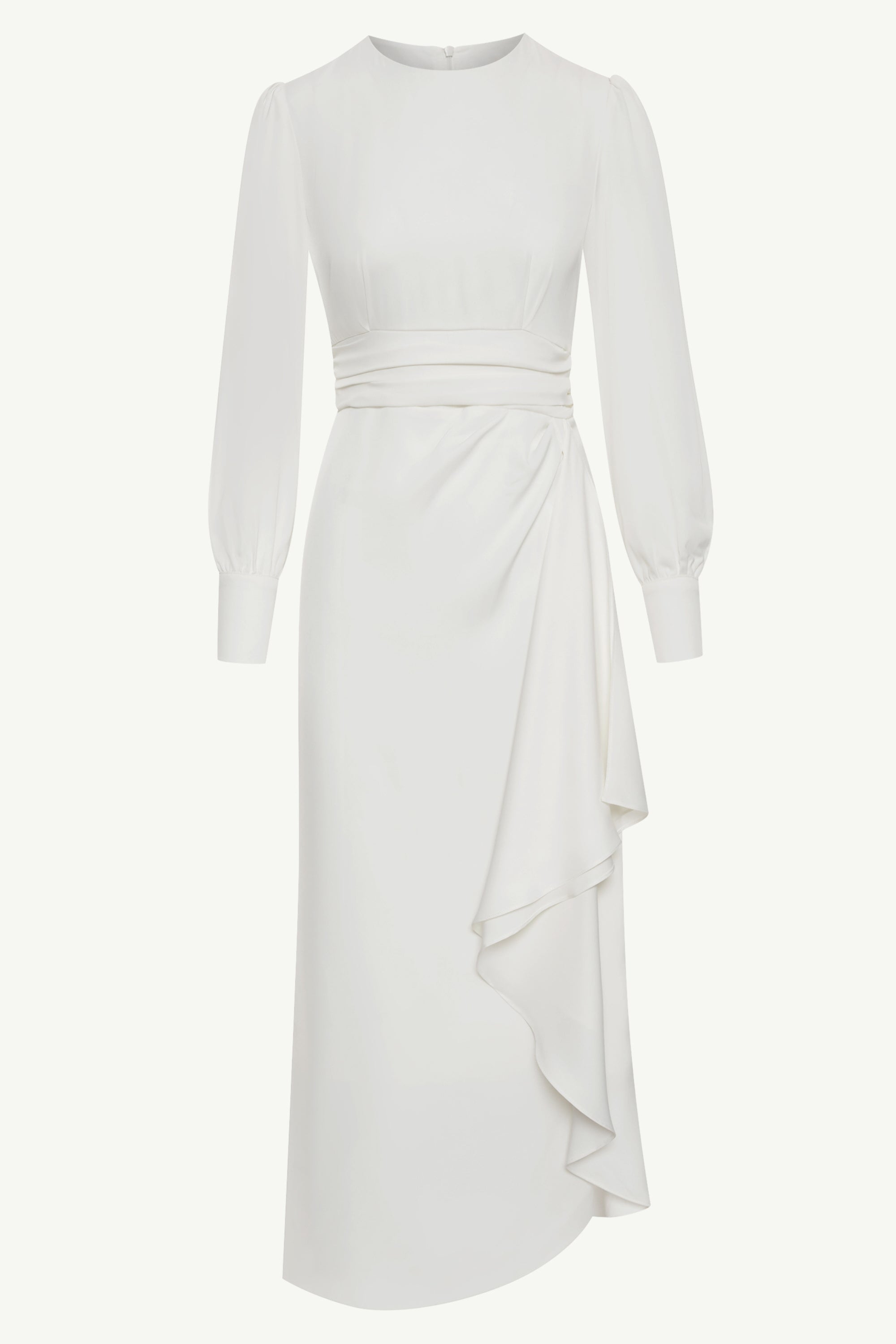 Anabelle Pleated Waist Ruffle Maxi Dress - White Clothing Veiled 