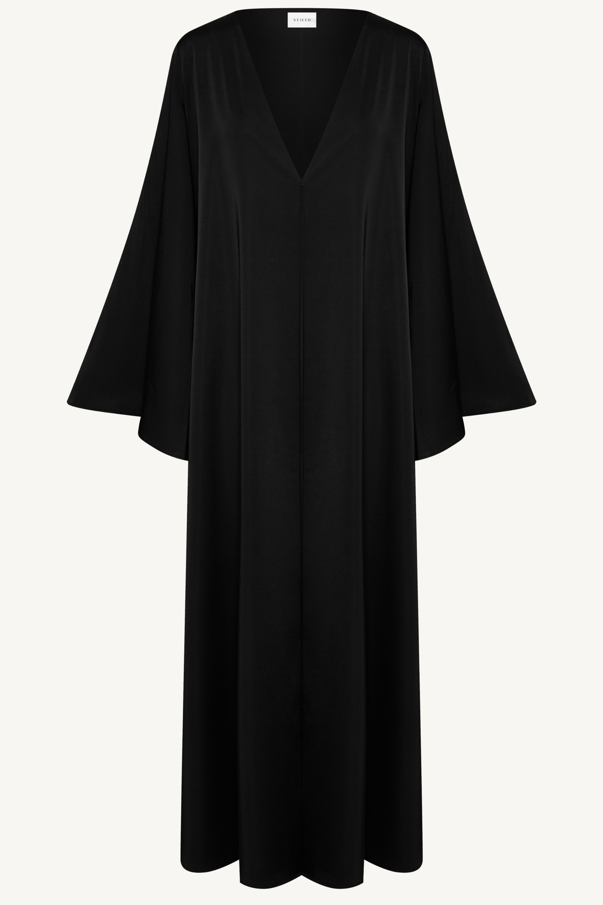 Arwa Flare Sleeve Open Abaya - Black Abayas Veiled