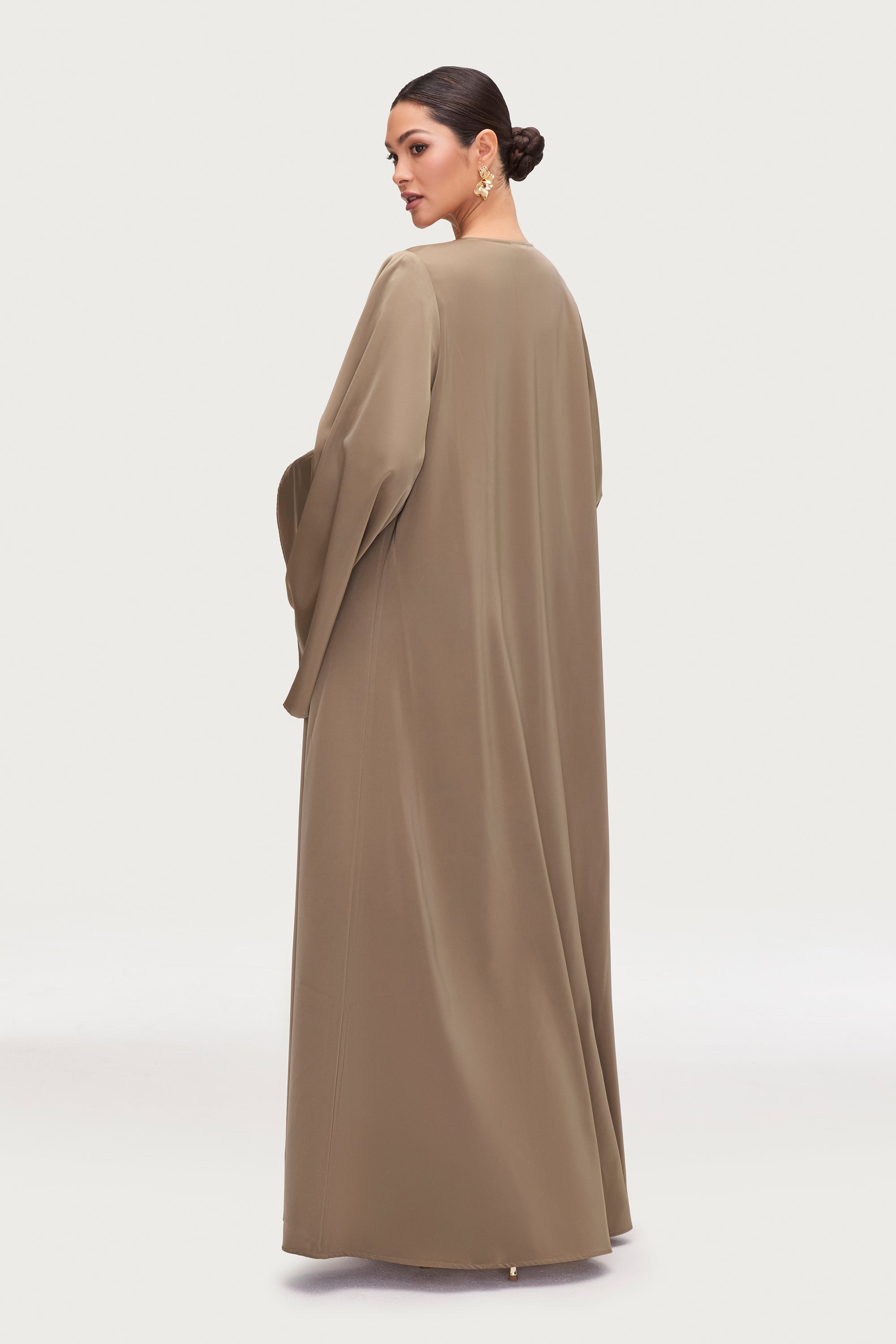 Arwa Flare Sleeve Open Abaya - Desert Sage Abayas Veiled