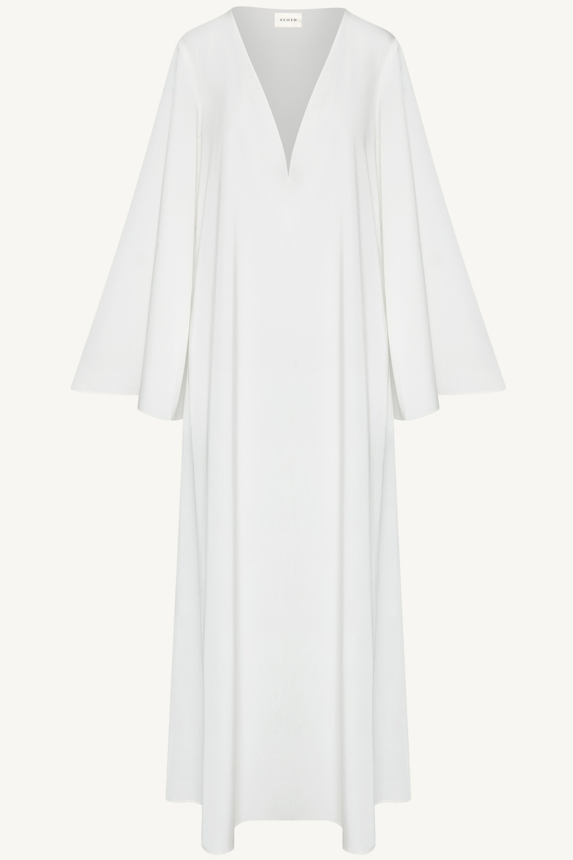 Arwa Flare Sleeve Open Abaya - White Abayas Veiled