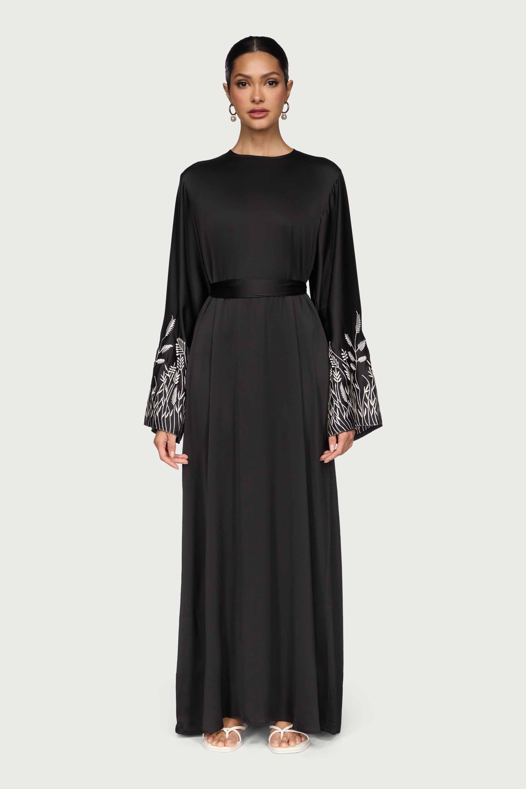 Ascia Embroidered Maxi Dress - Black Abayas Veiled