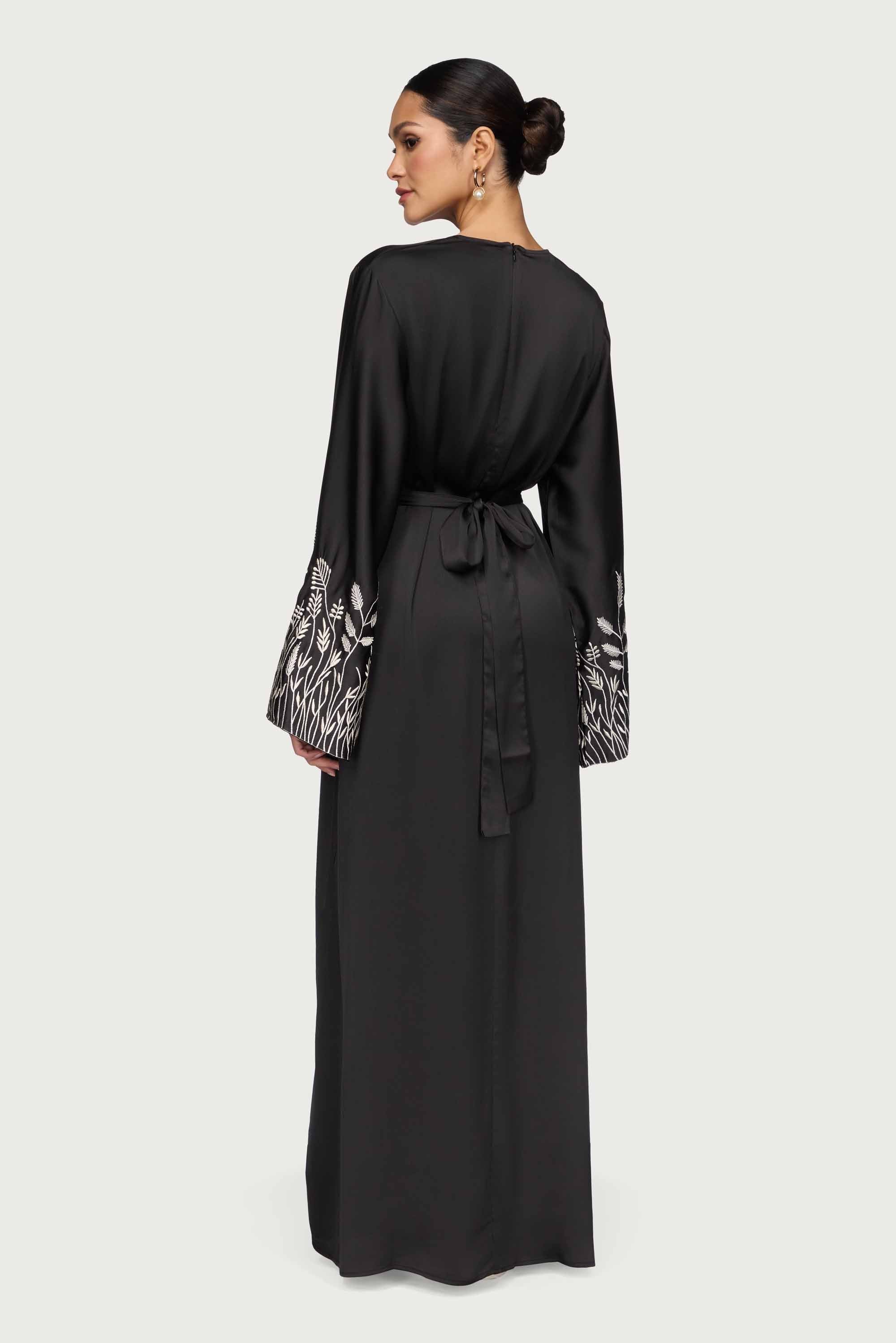 Ascia Embroidered Maxi Dress - Black Abayas Veiled