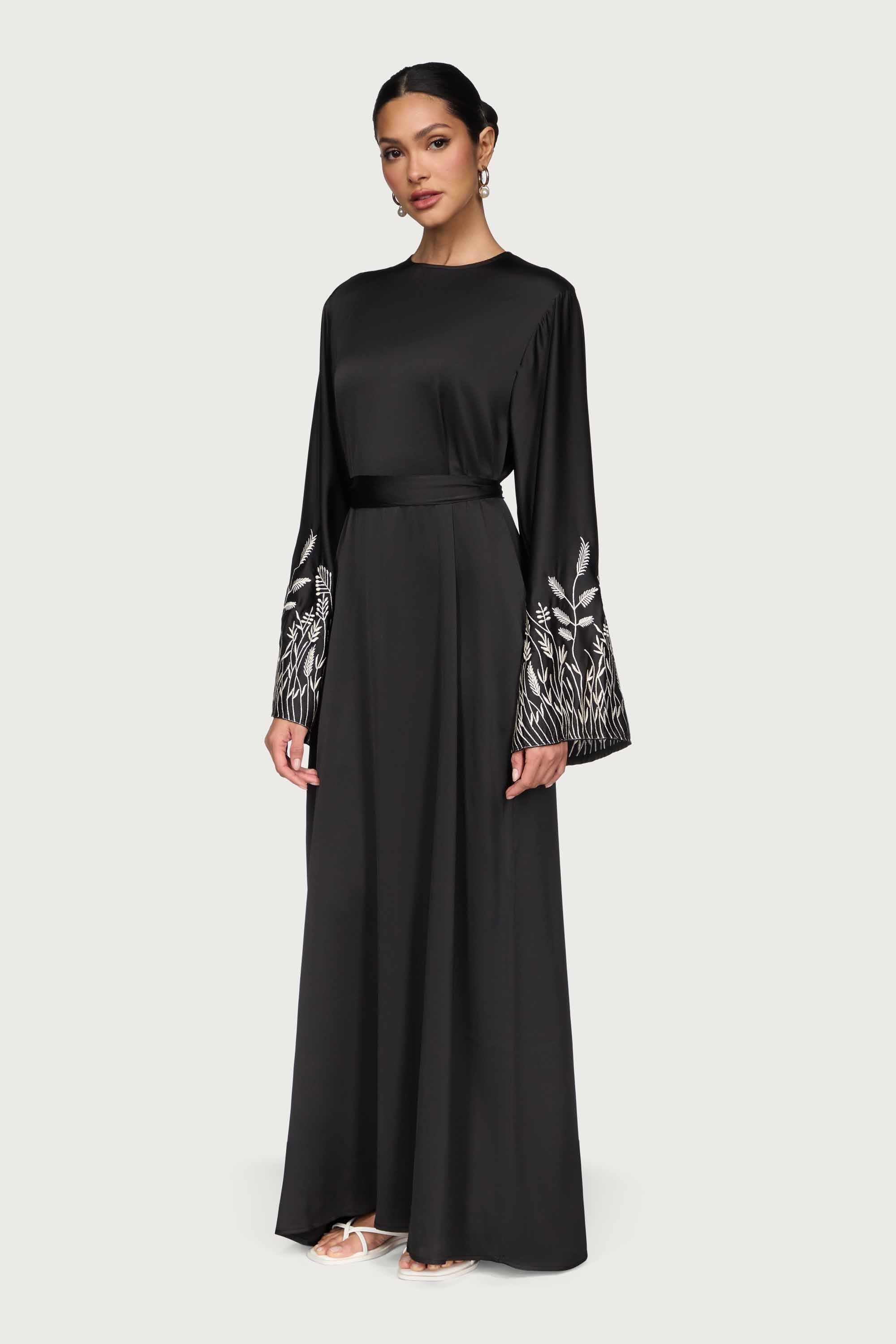 Ascia Embroidered Maxi Dress - Black Abayas Veiled