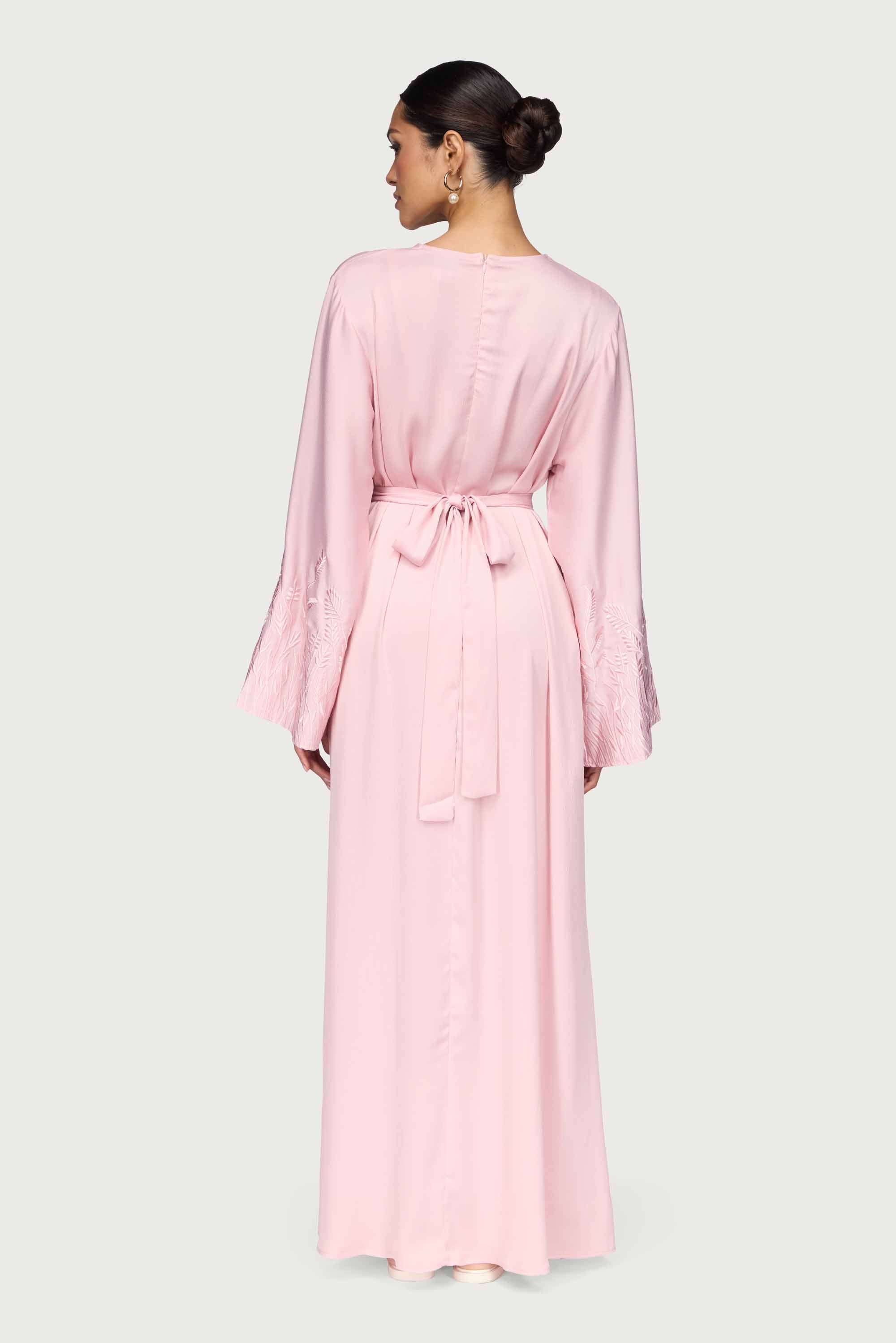 Ascia Embroidered Maxi Dress - Pastel Pink Abayas Veiled