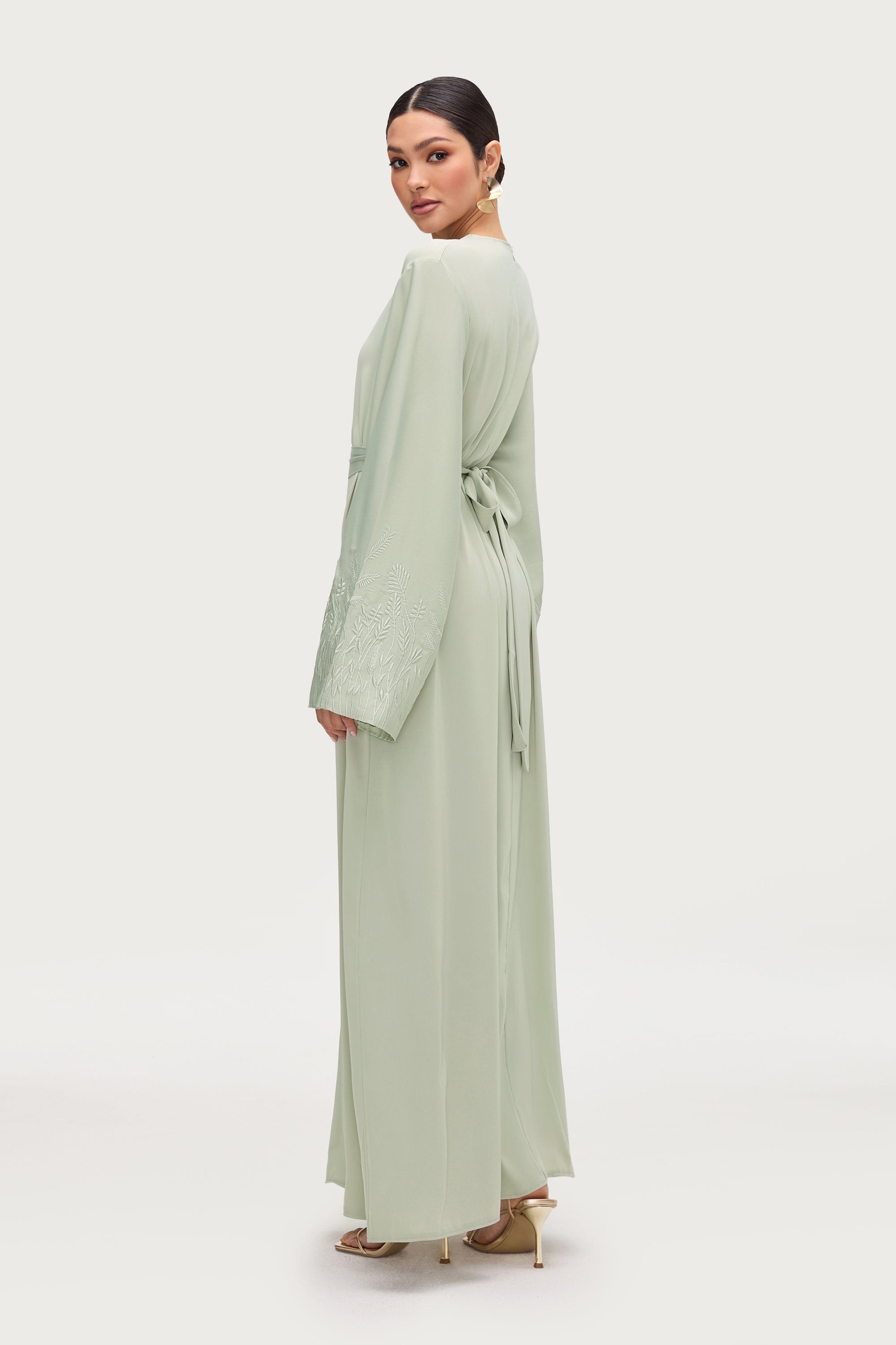 Ascia Embroidered Maxi Dress - Pistachio Abayas Veiled