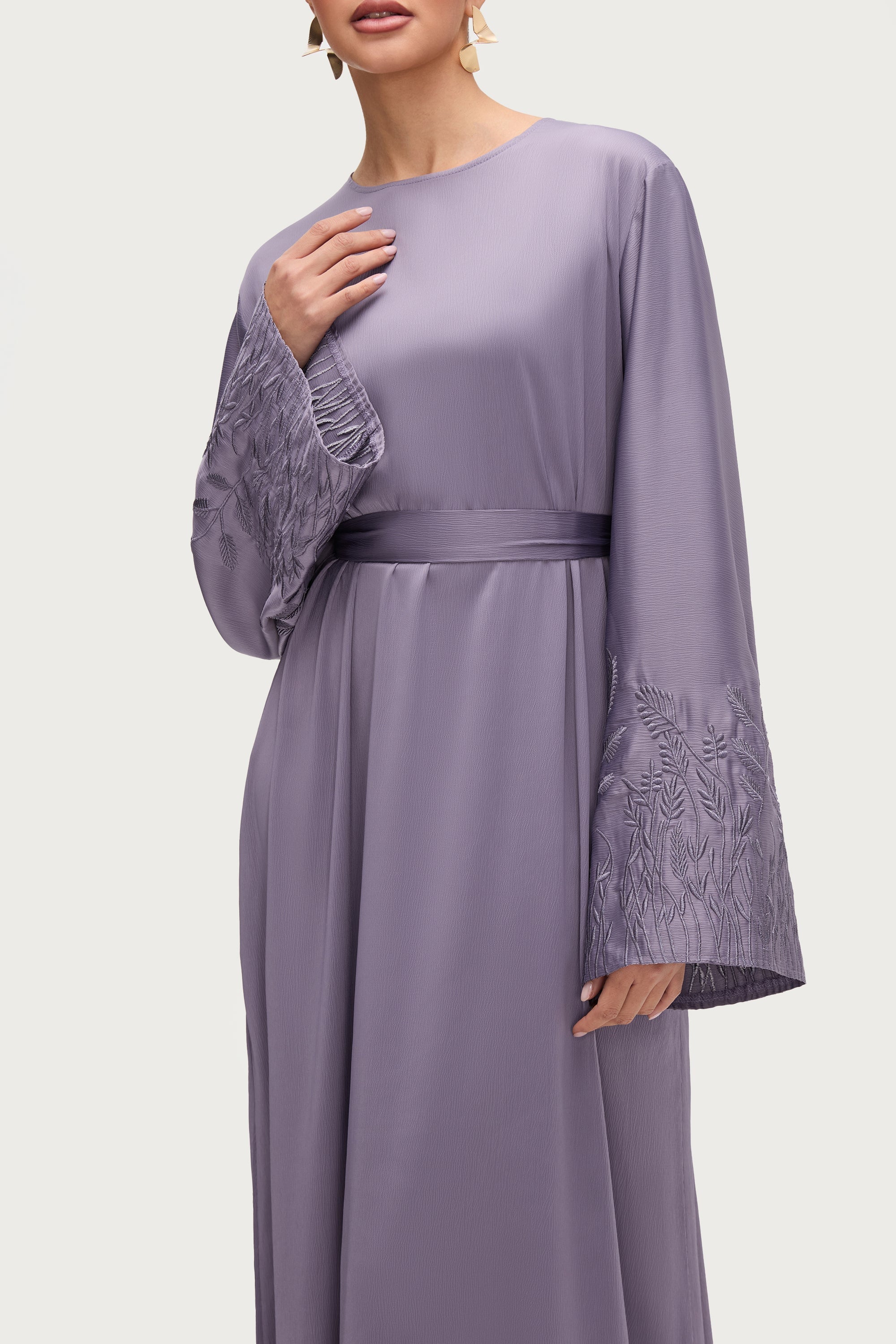 Ascia Embroidered Maxi Dress - Purple Sage Abayas Veiled