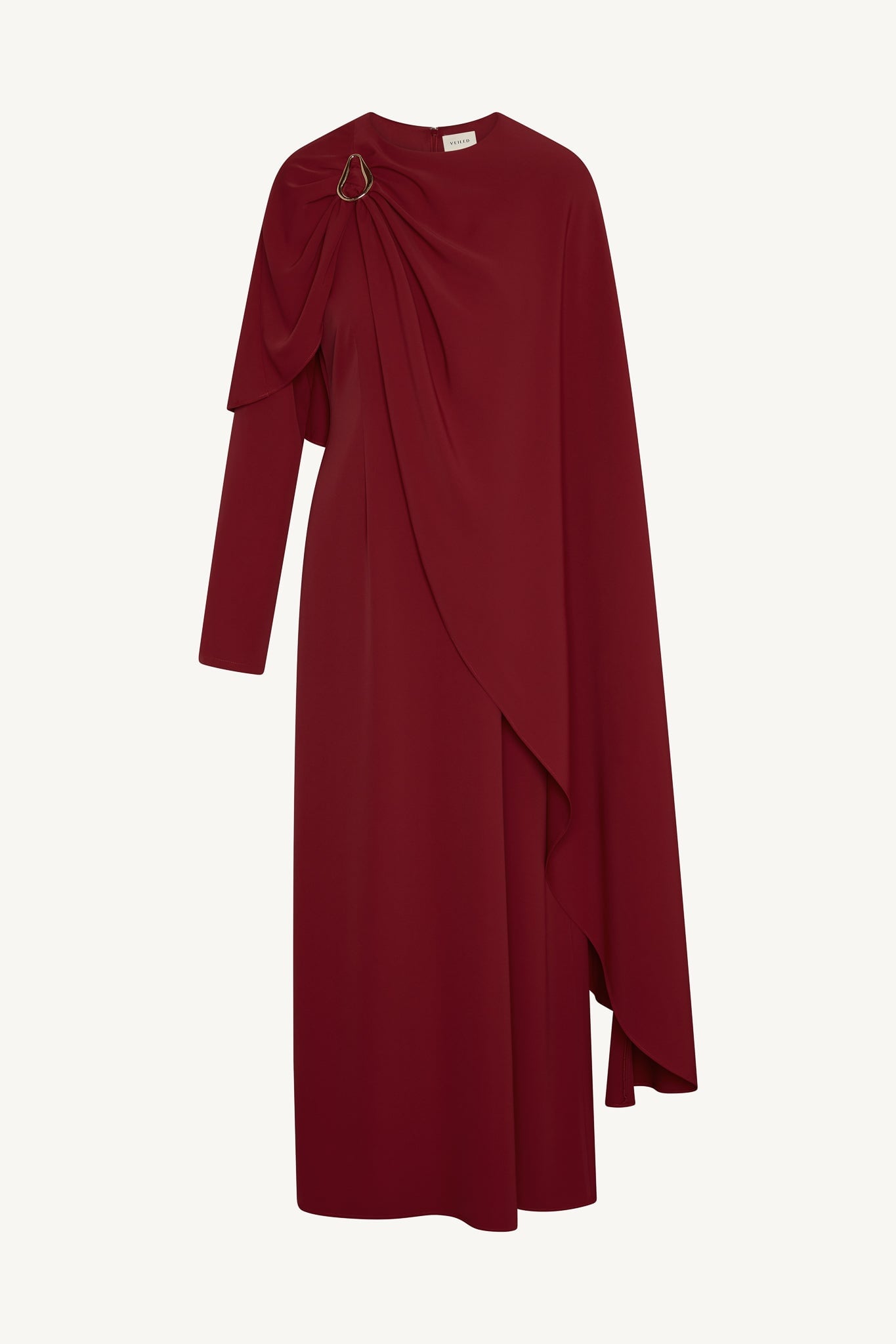 Asymmetric Cape Maxi Dress - Cherry Abayas Veiled