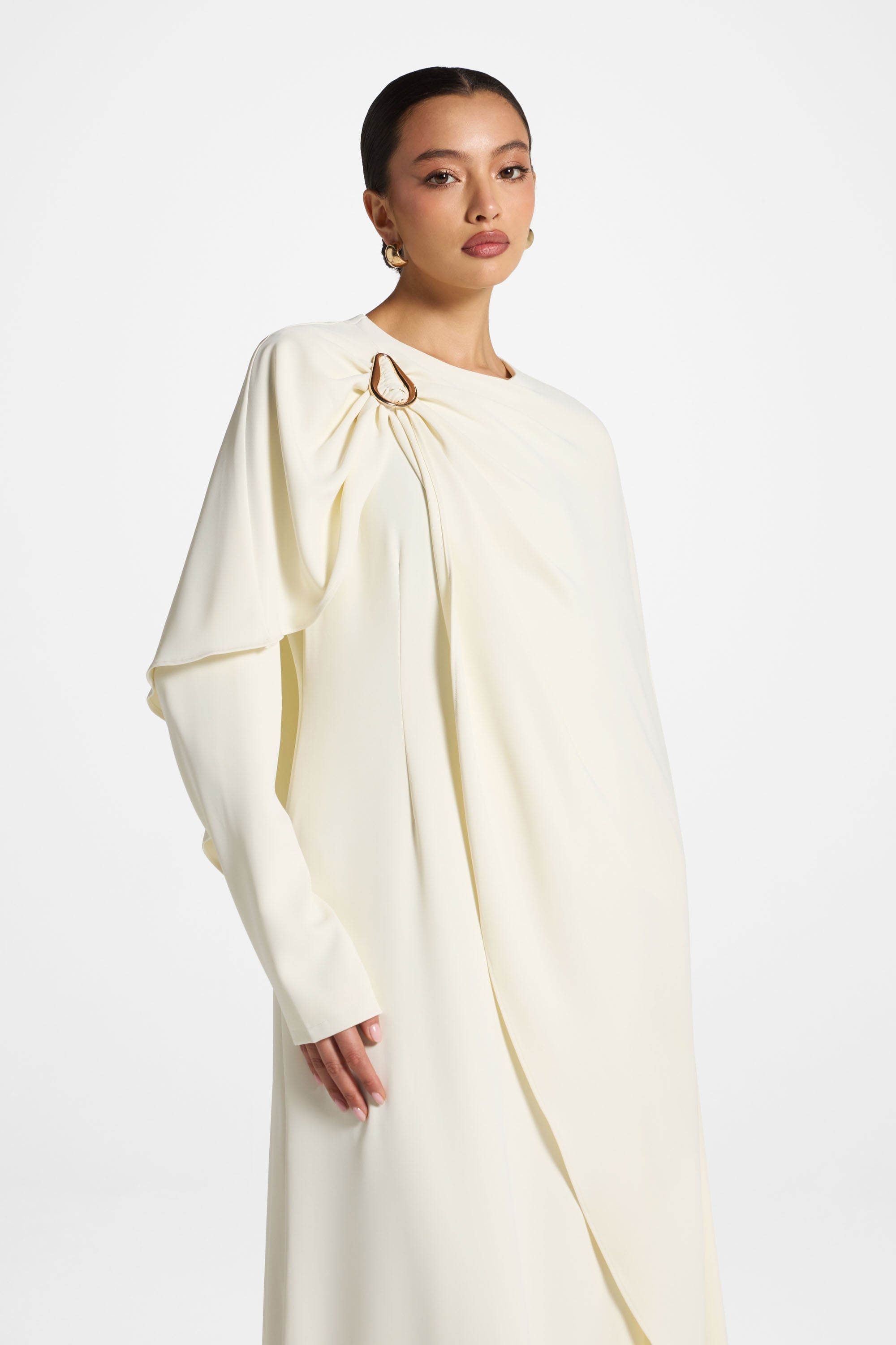 Asymmetric Cape Maxi Dress - Moonlight Abayas Veiled