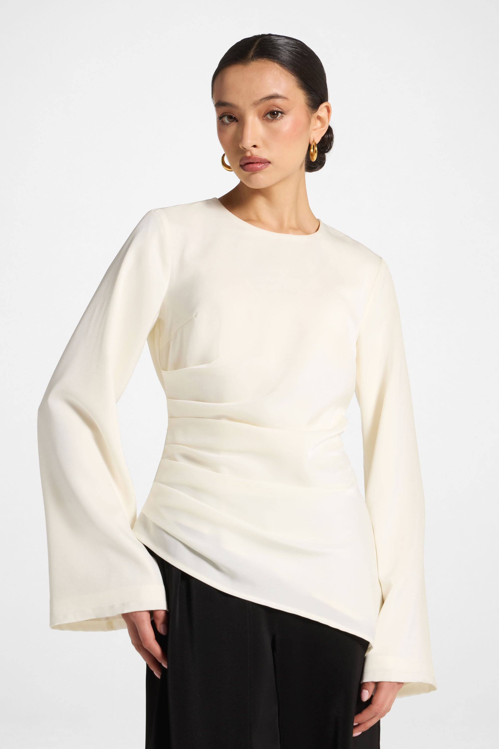 Asymmetric Drape Top - White Abayas Veiled