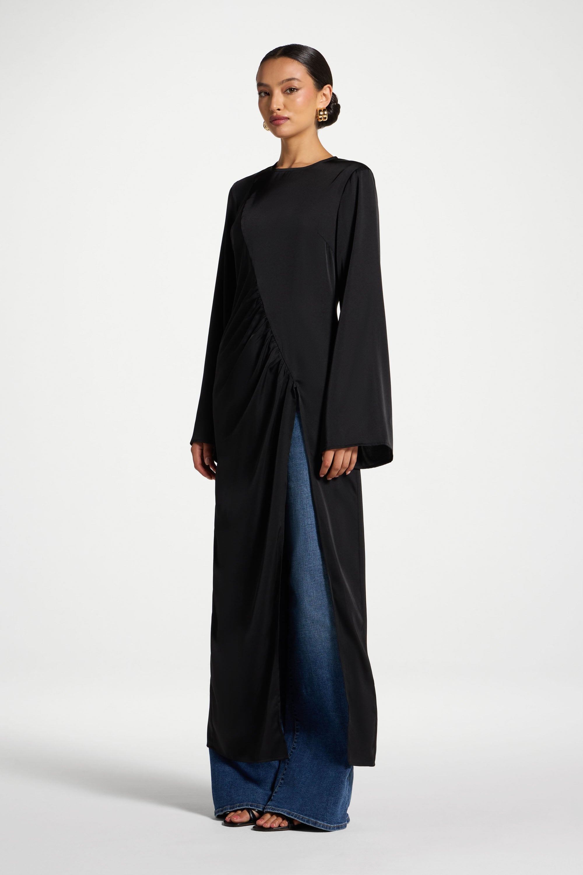 Asymmetric Midi Top - Black Abayas Veiled