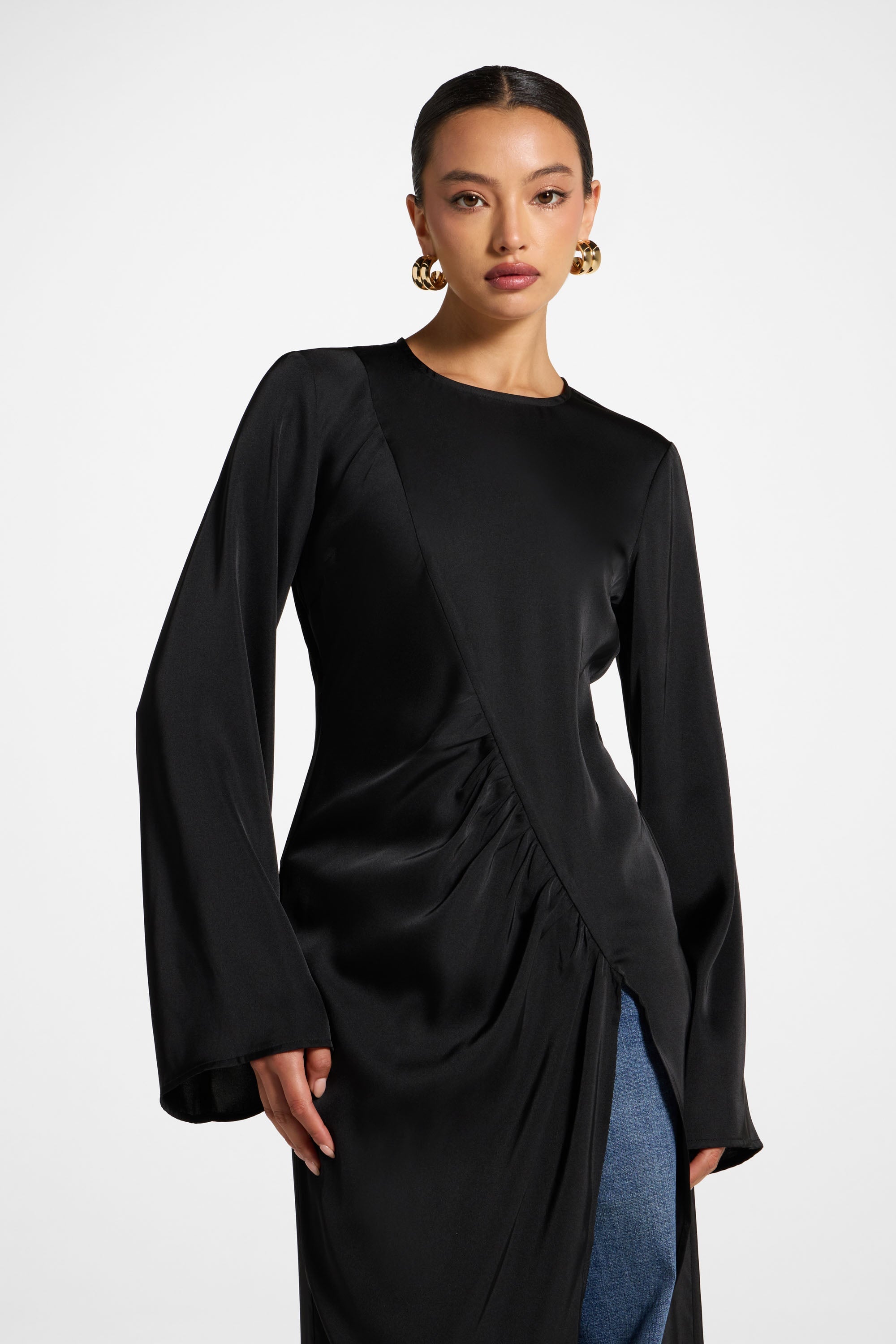 Asymmetric Midi Top - Black Abayas Veiled