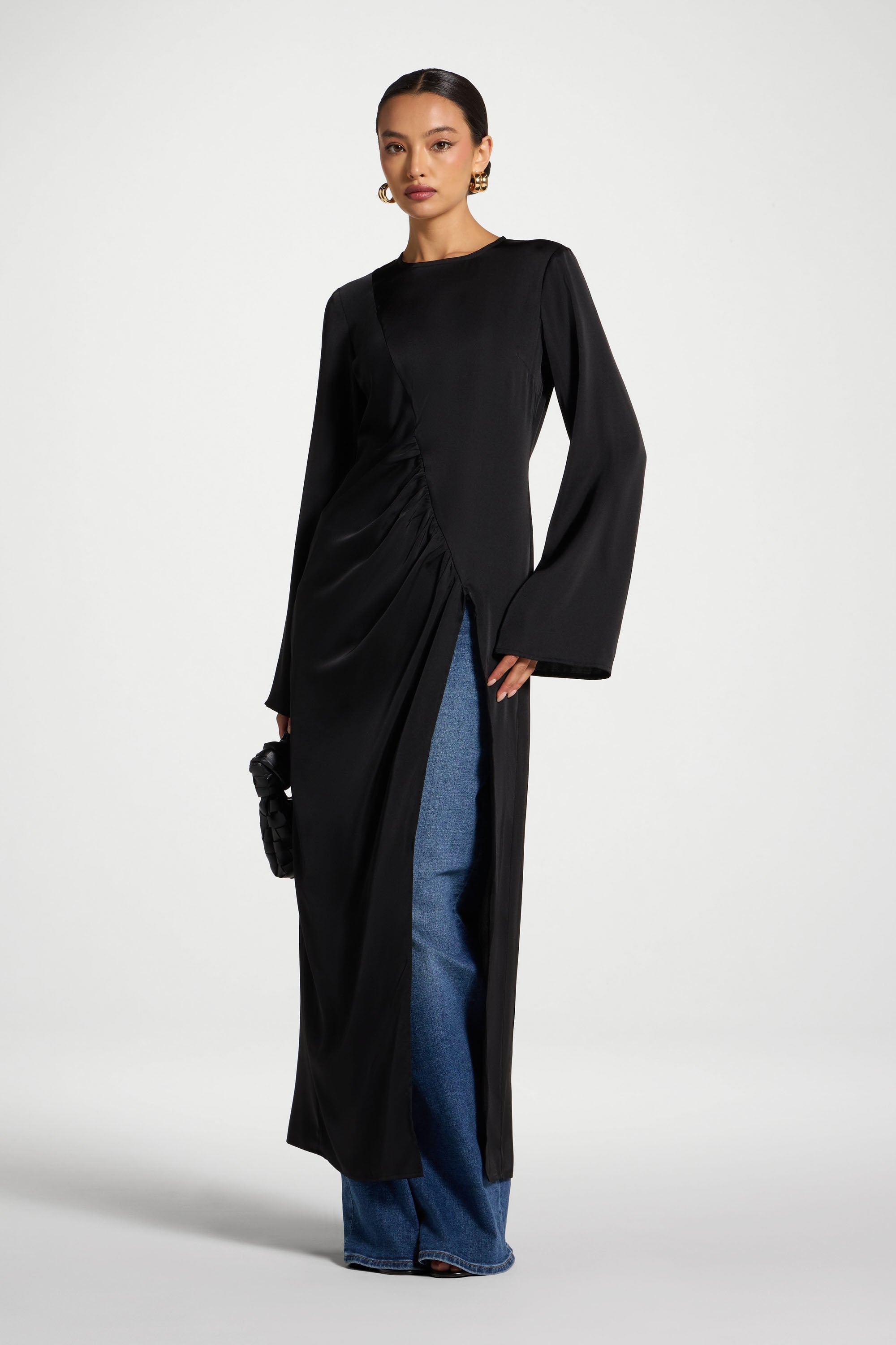 Asymmetric Midi Top - Black Abayas Veiled
