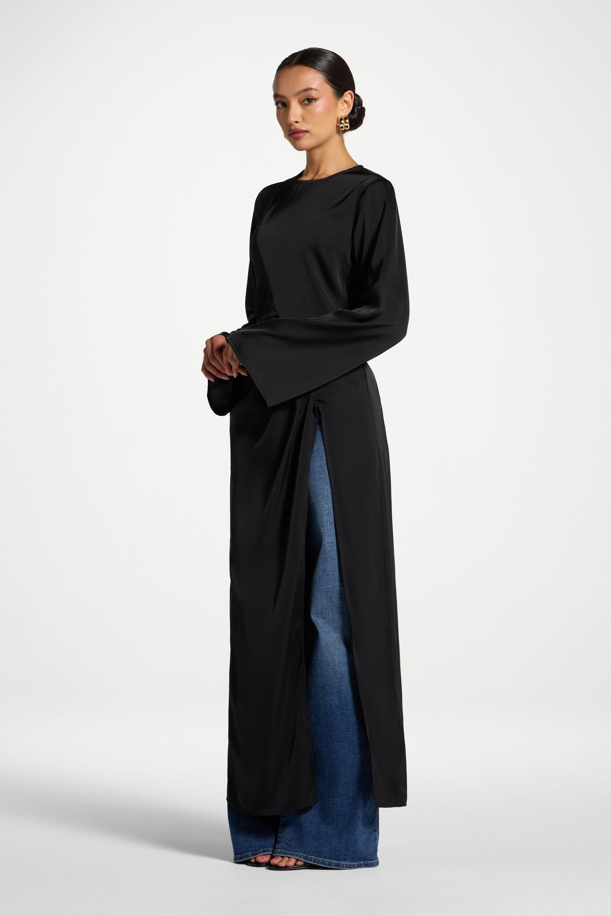 Asymmetric Midi Top - Black Abayas Veiled