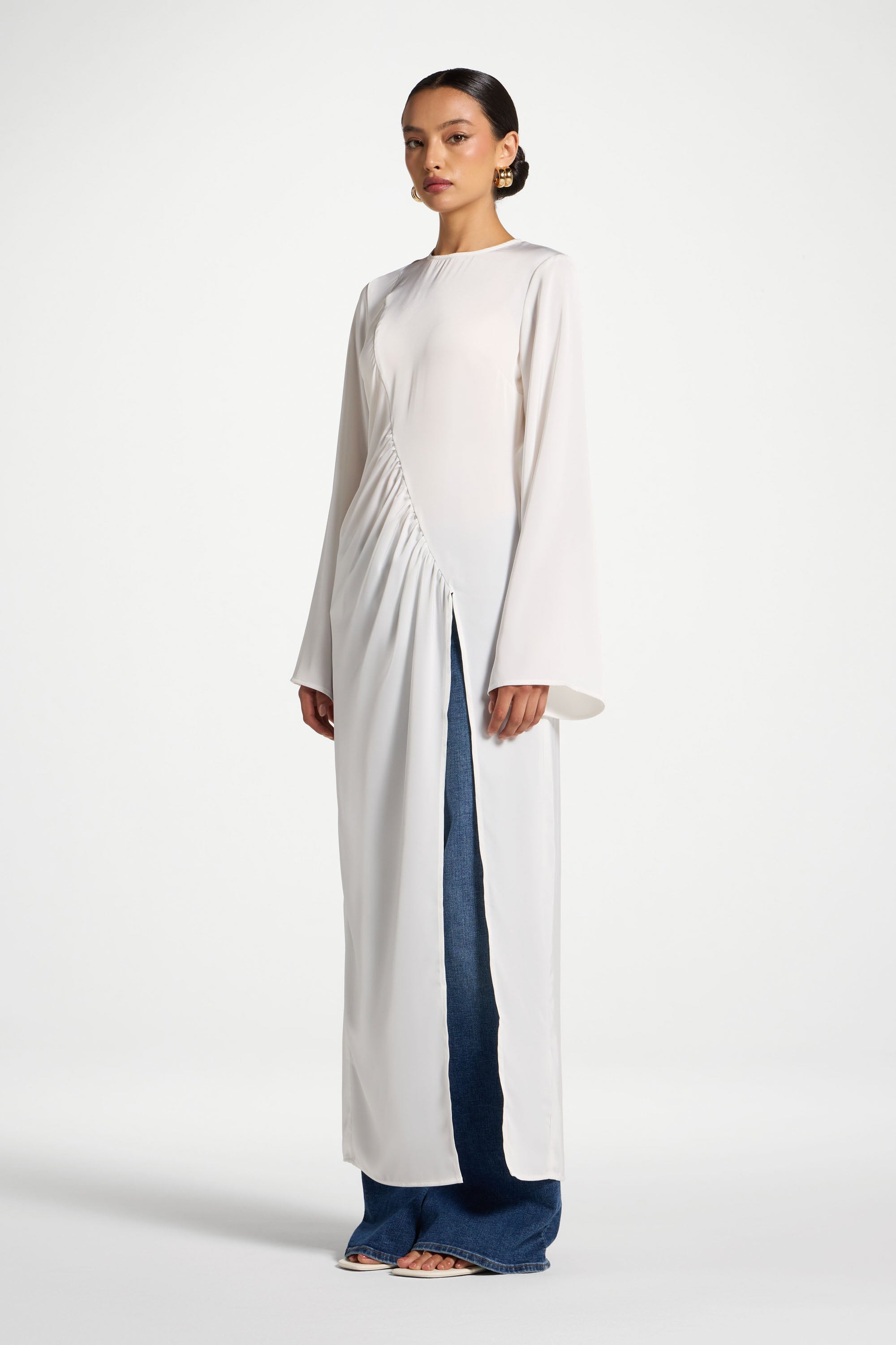 Asymmetric Midi Top - White Abayas Veiled