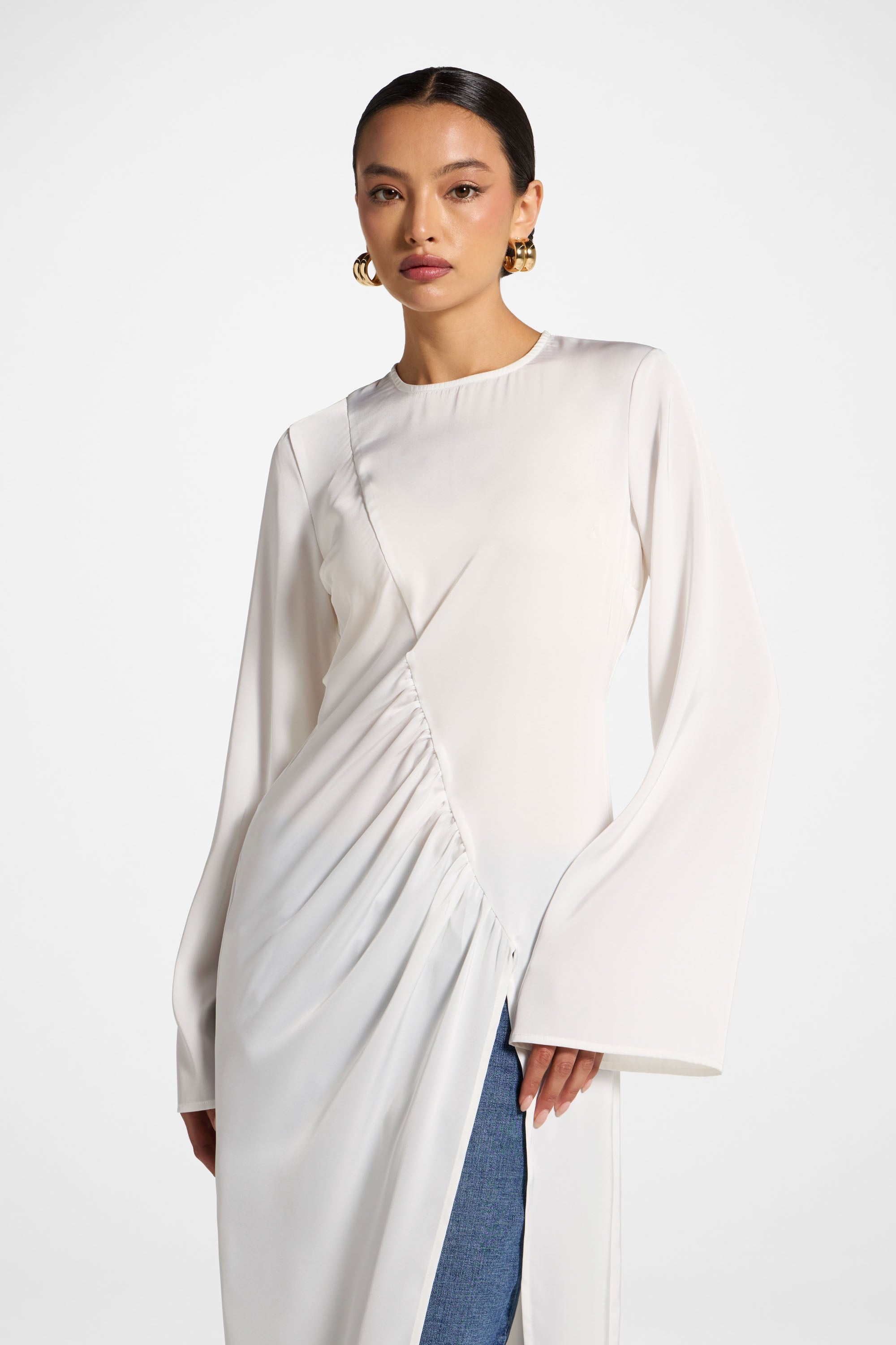 Asymmetric Midi Top - White Abayas Veiled