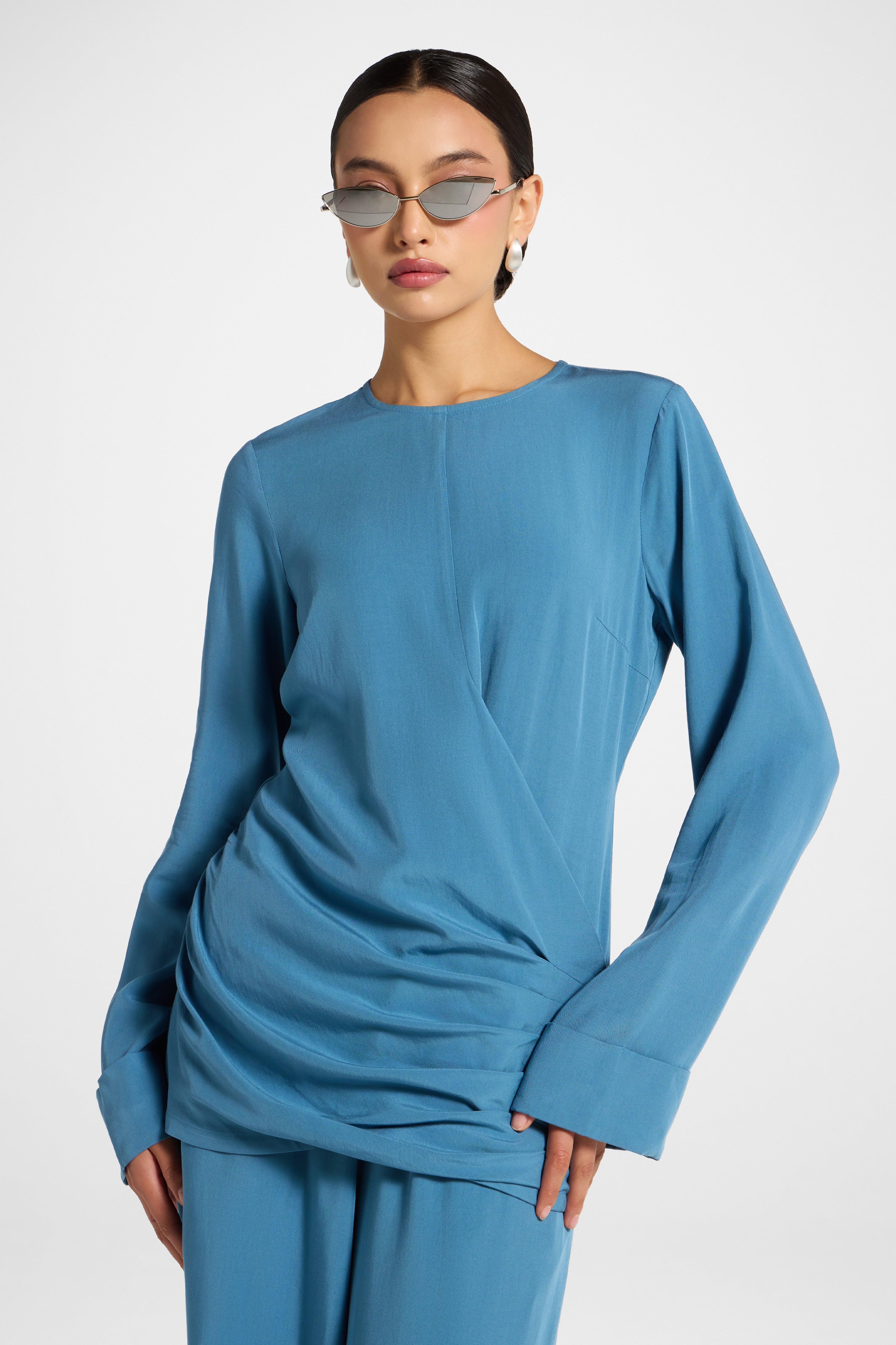 Asymmetric Pleated Top - Sea Abayas Veiled