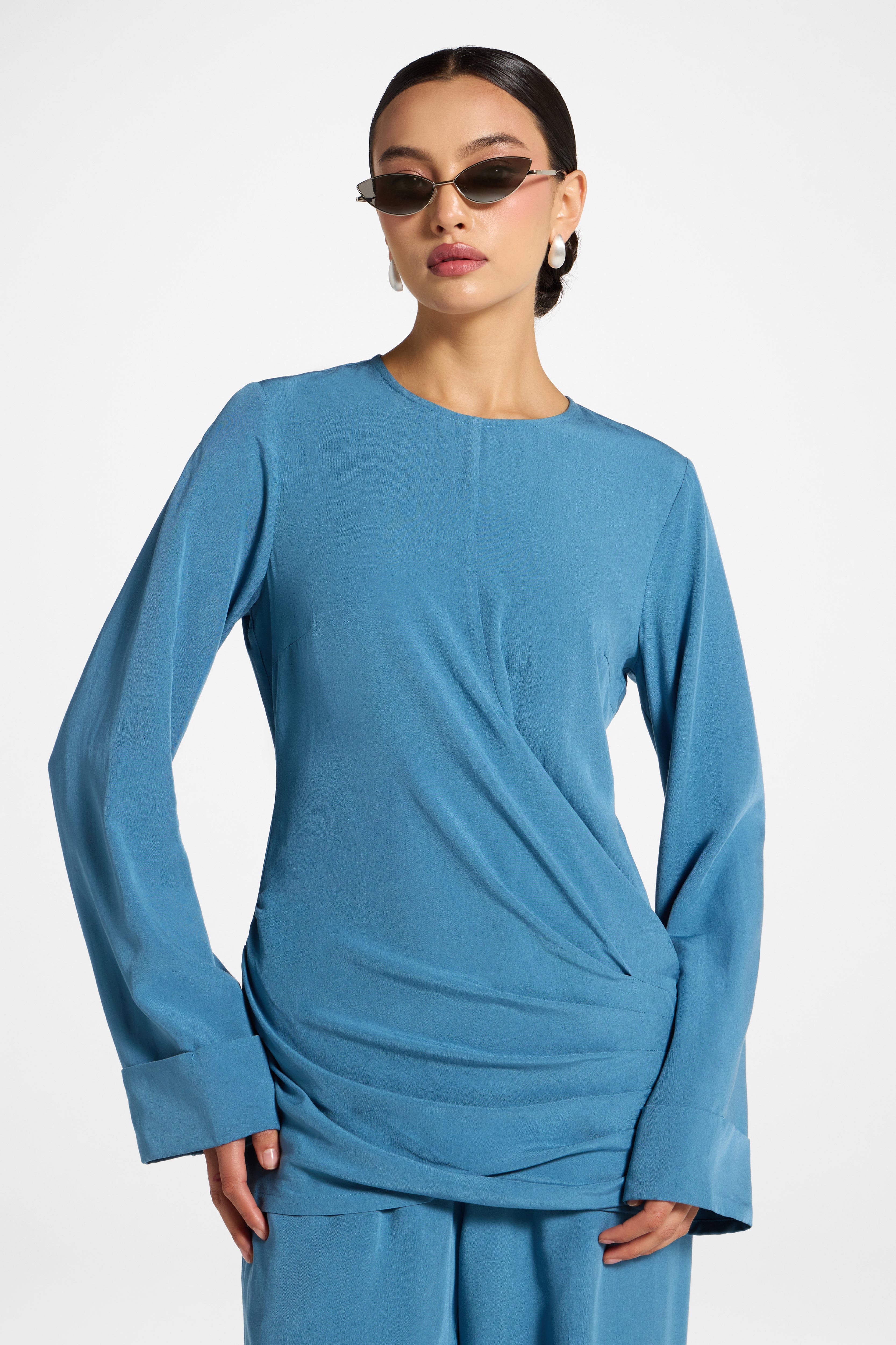 Asymmetric Pleated Top - Sea Abayas Veiled