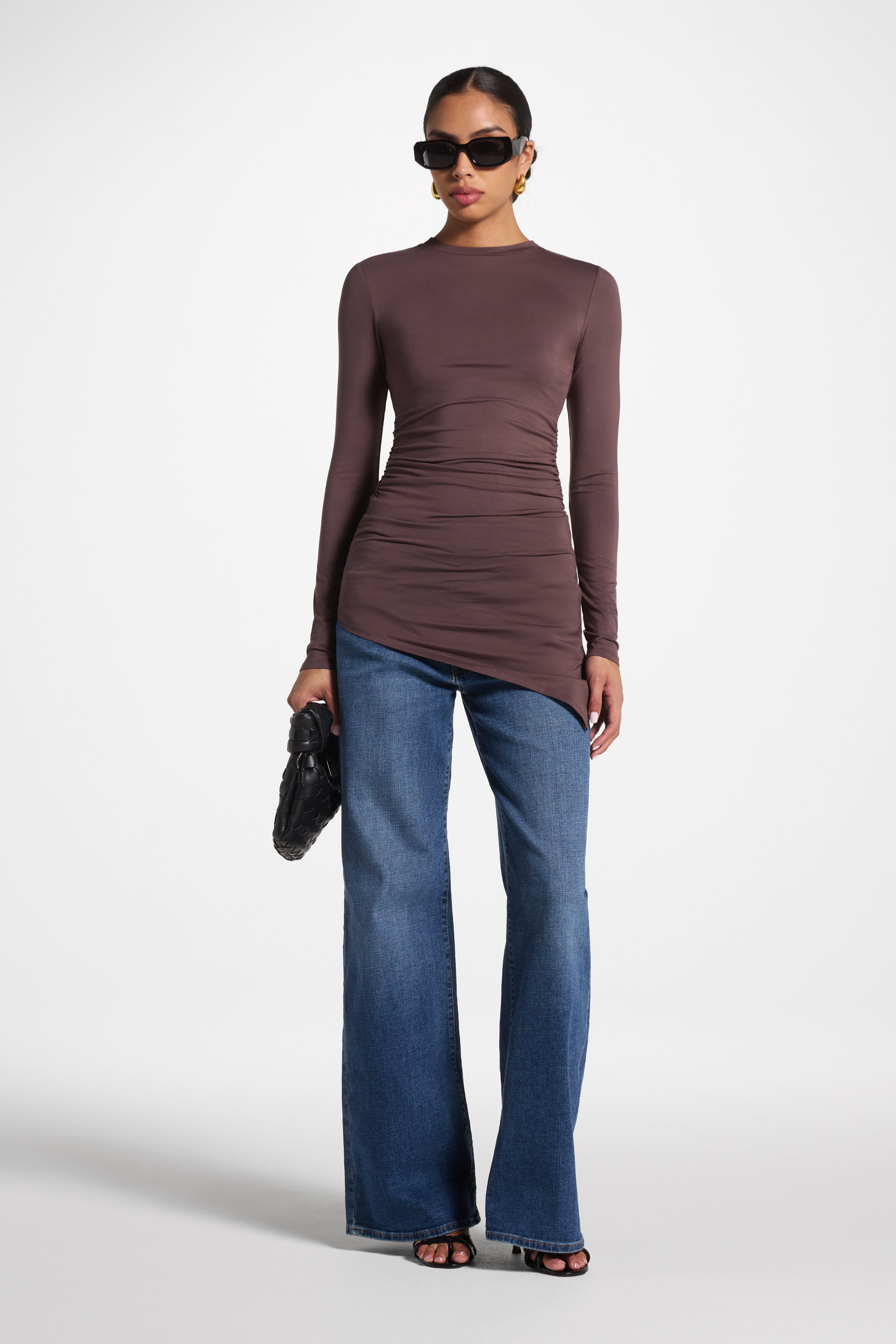 Asymmetric Rouched Bamboo Top - Peppercorn Abayas Veiled
