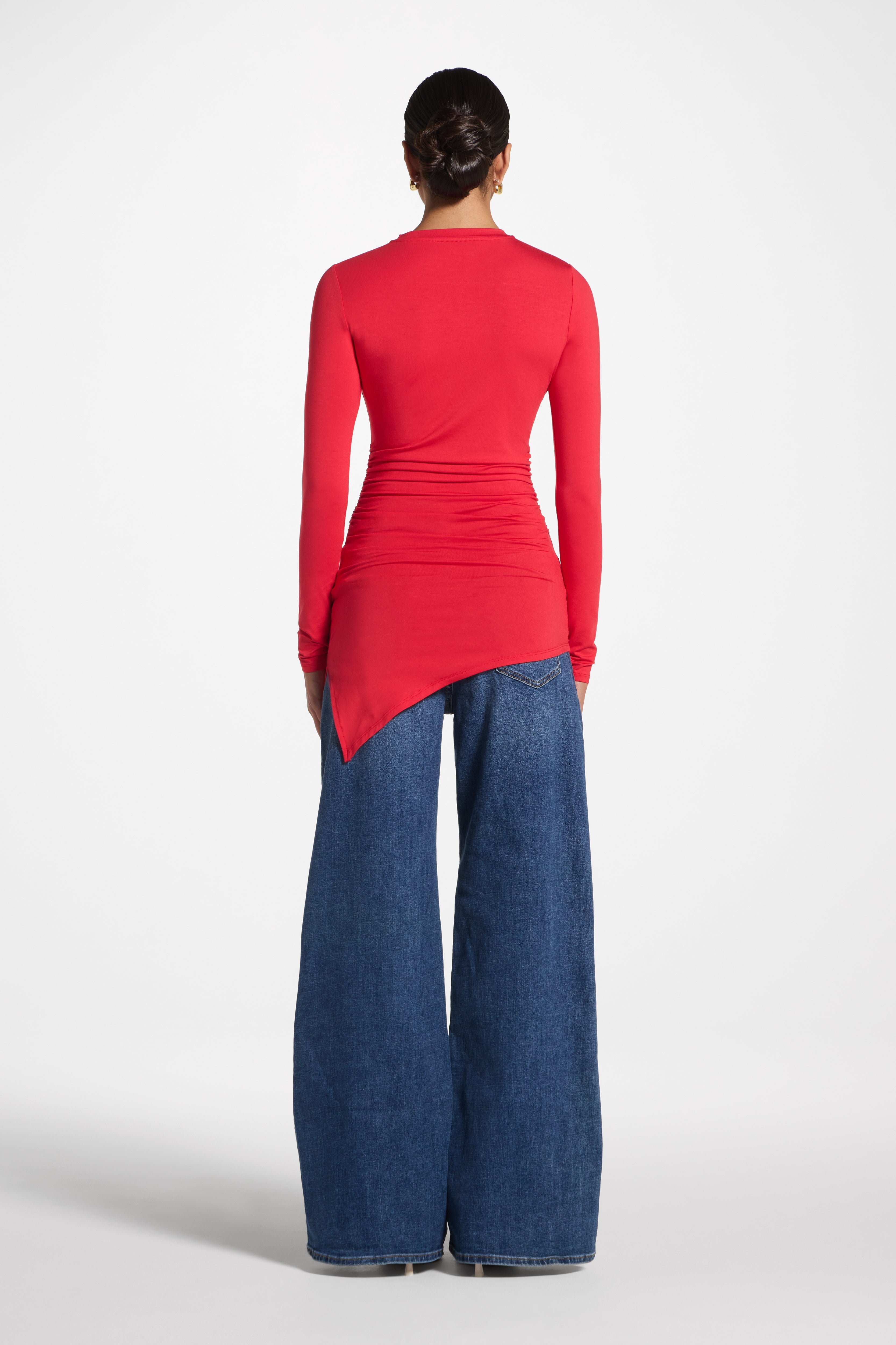 Asymmetric Rouched Bamboo Top - Strawberry Abayas Veiled