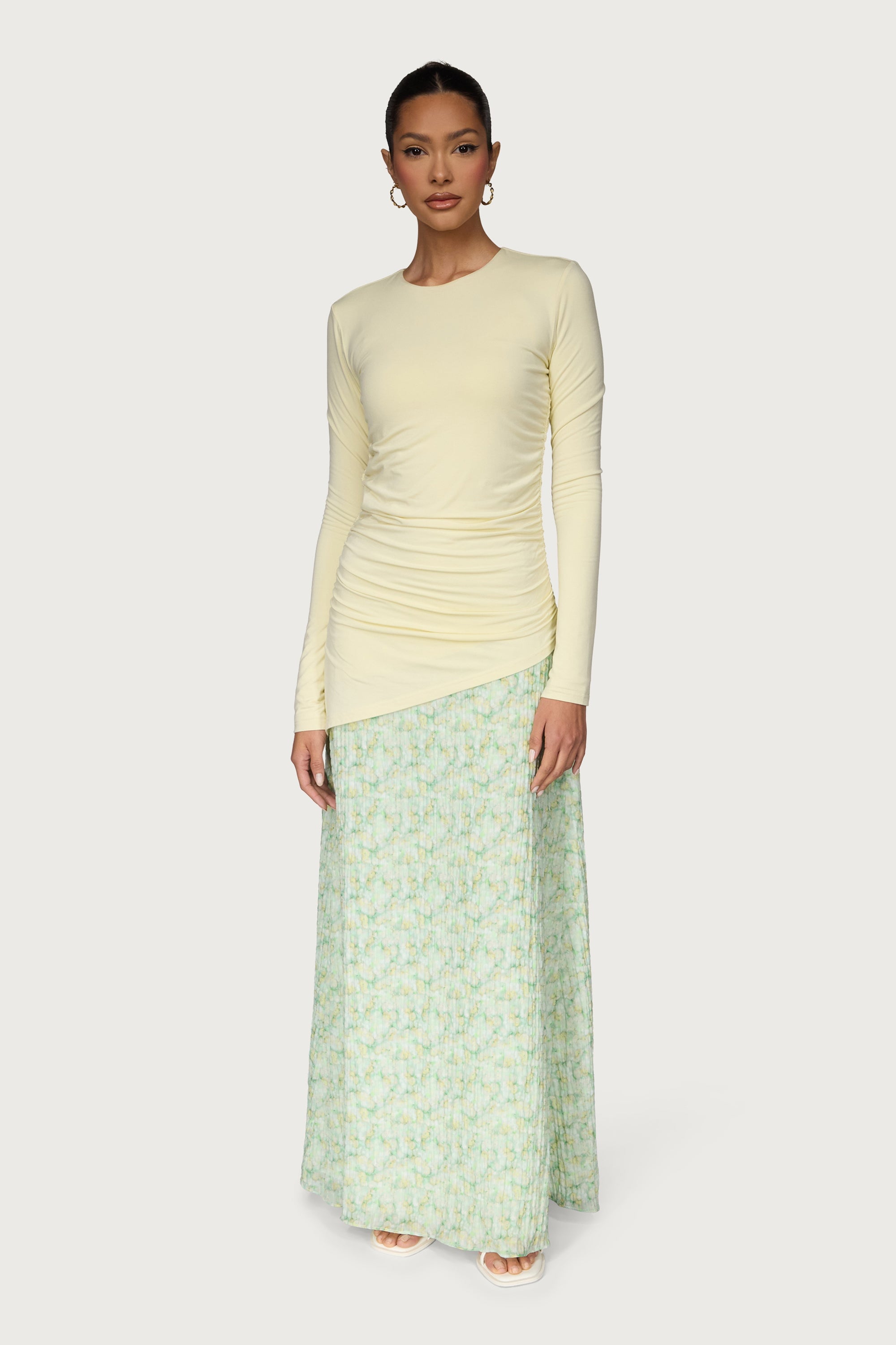 Asymmetric Rouched Jersey Top - Butter Dresses Veiled