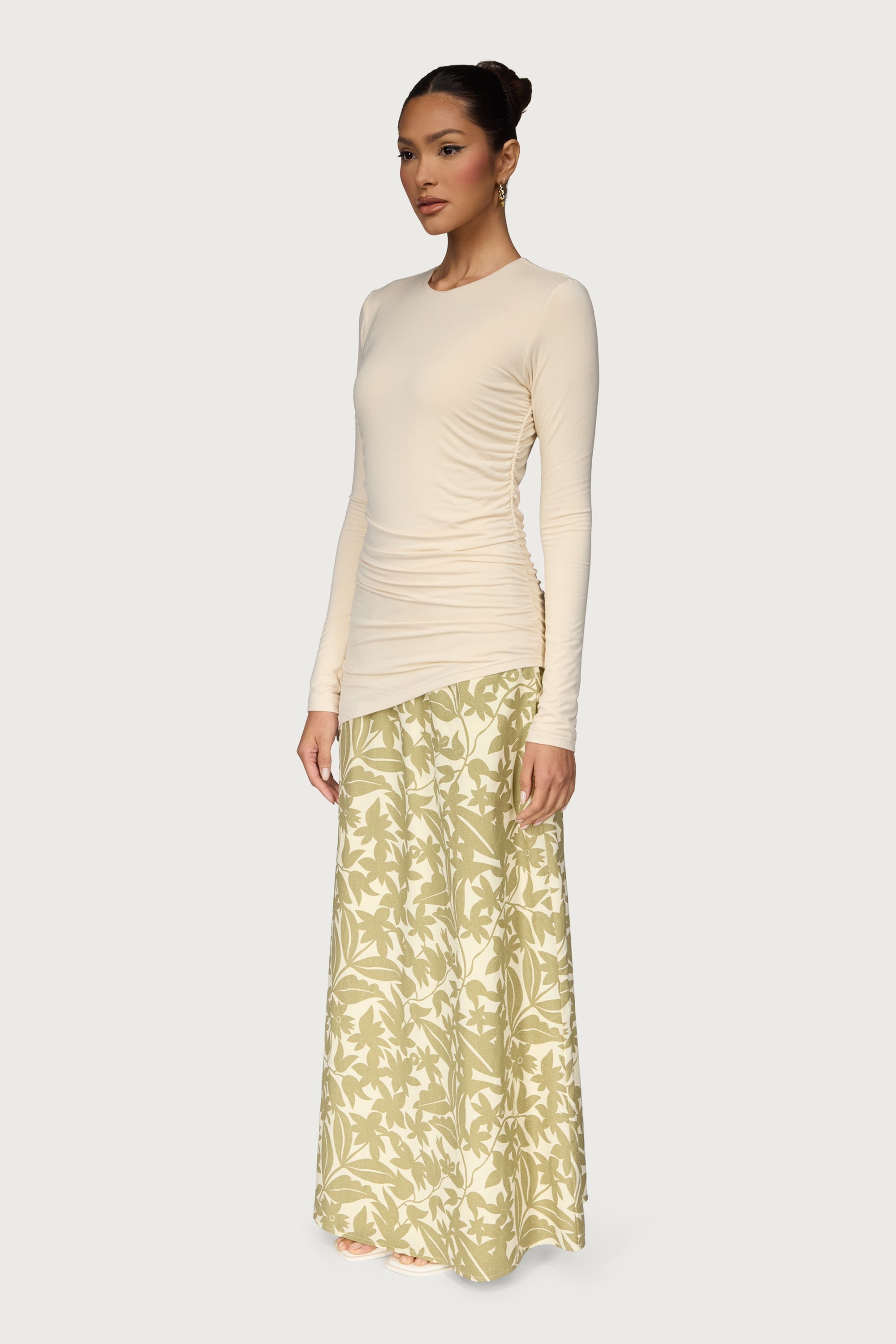 Asymmetric Rouched Jersey Top - Off White Dresses Veiled