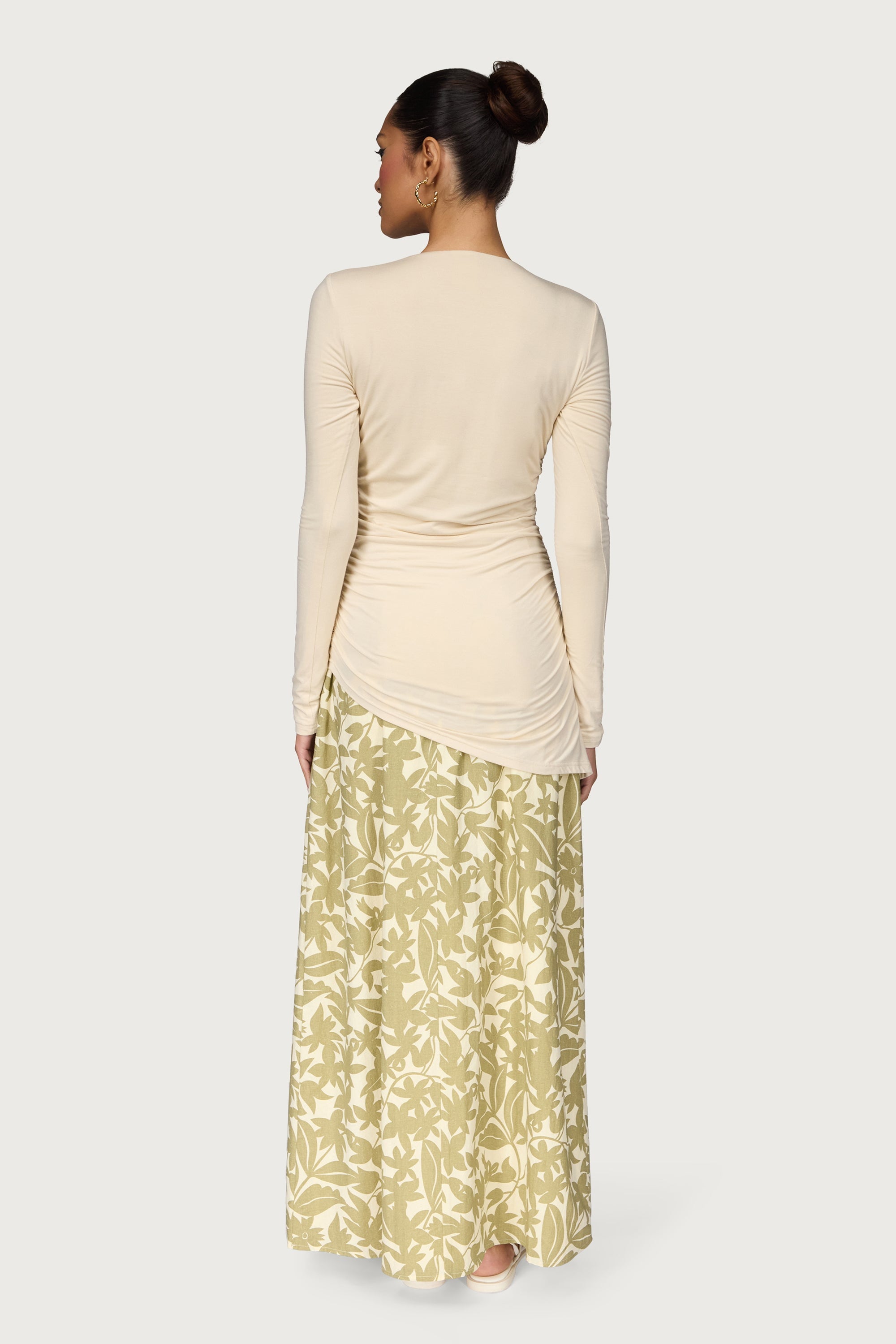 Asymmetric Rouched Jersey Top - Off White Dresses Veiled