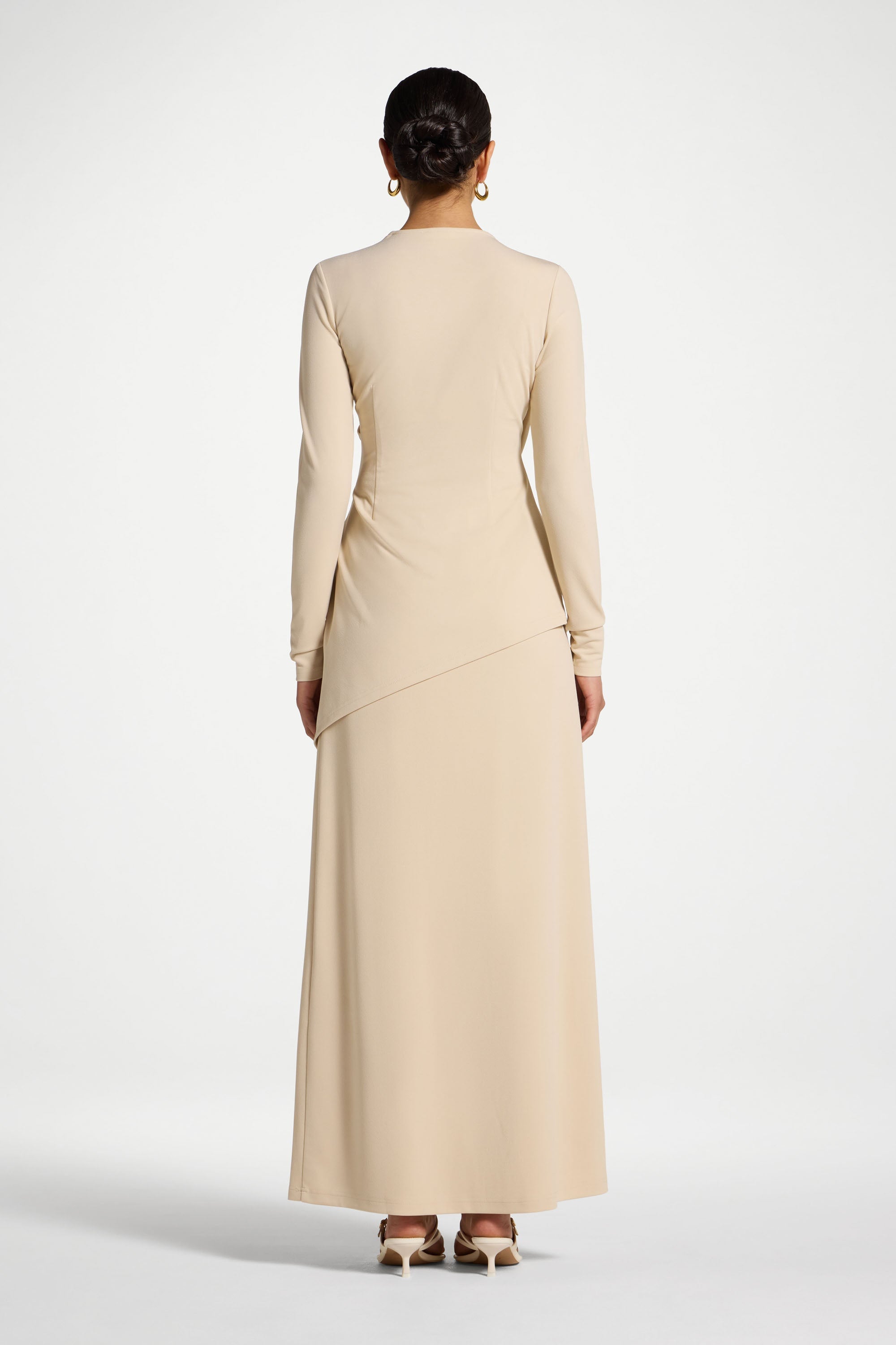 Asymmetric Rouched Shoulder Top - Cloud Abayas Veiled
