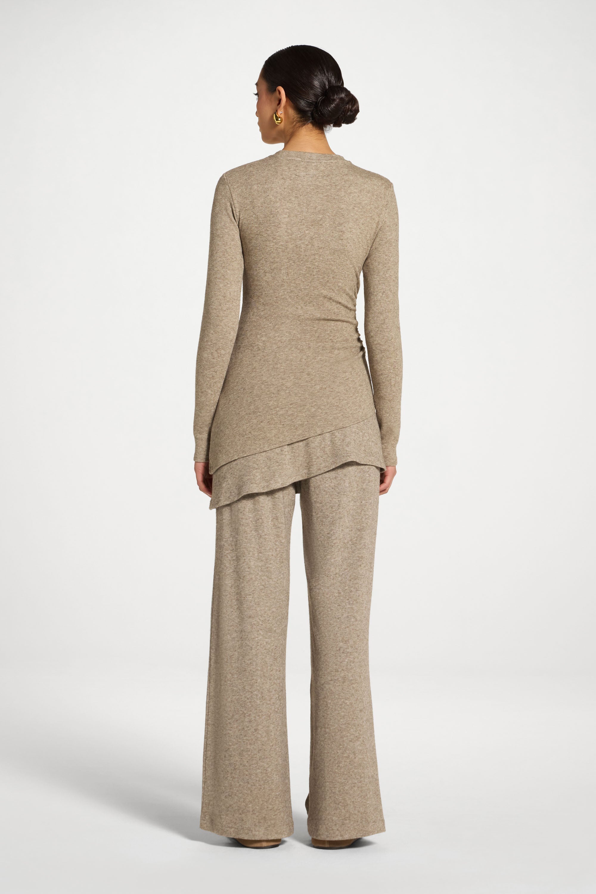 Asymmetric Rouched Top - Warm Grey Abayas Veiled