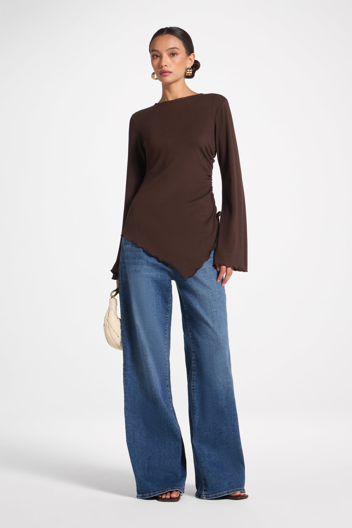Asymmetric Ruched Top - Espresso Top Veiled