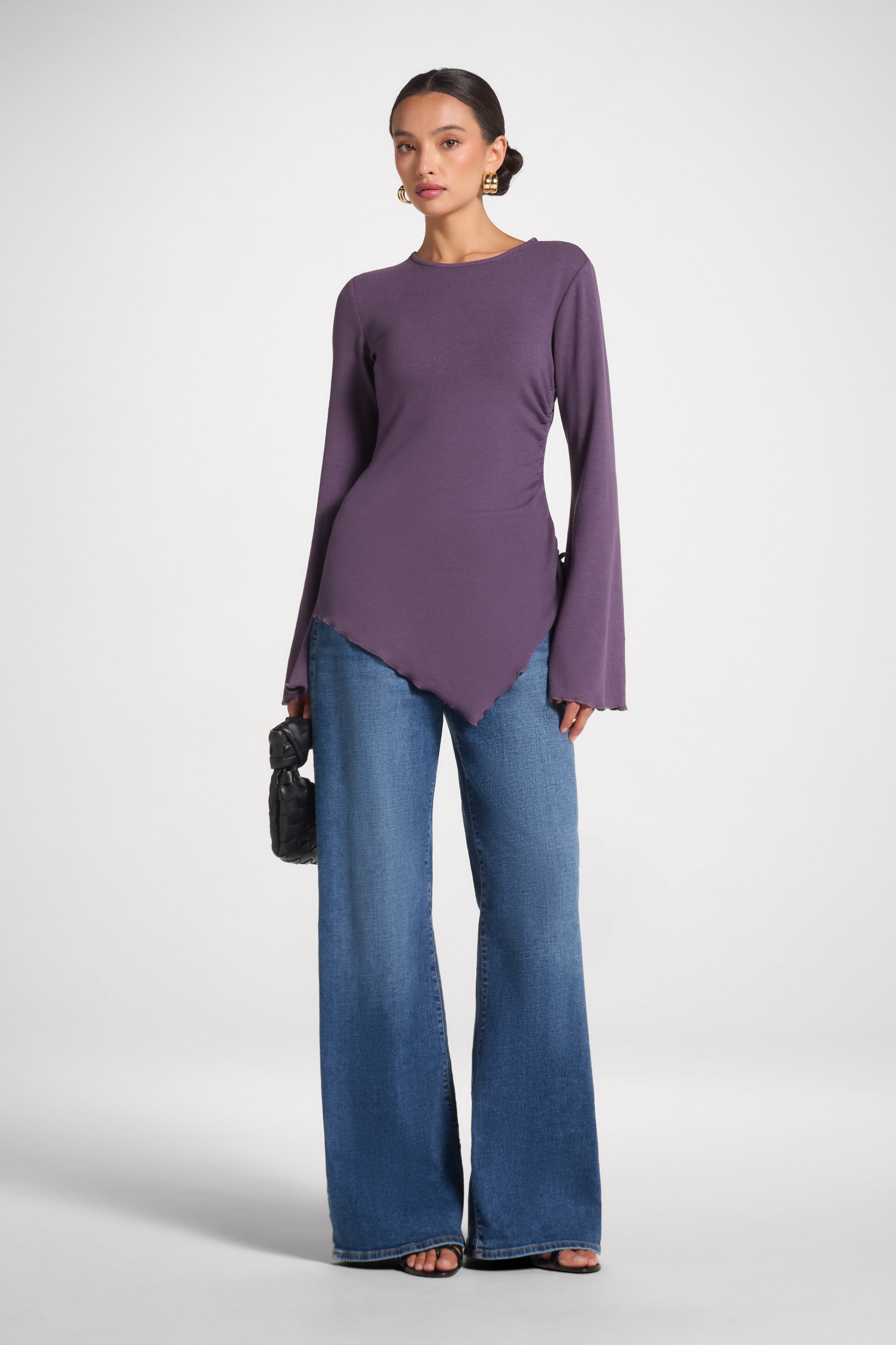 Asymmetric Ruched Top - Plum Top Veiled
