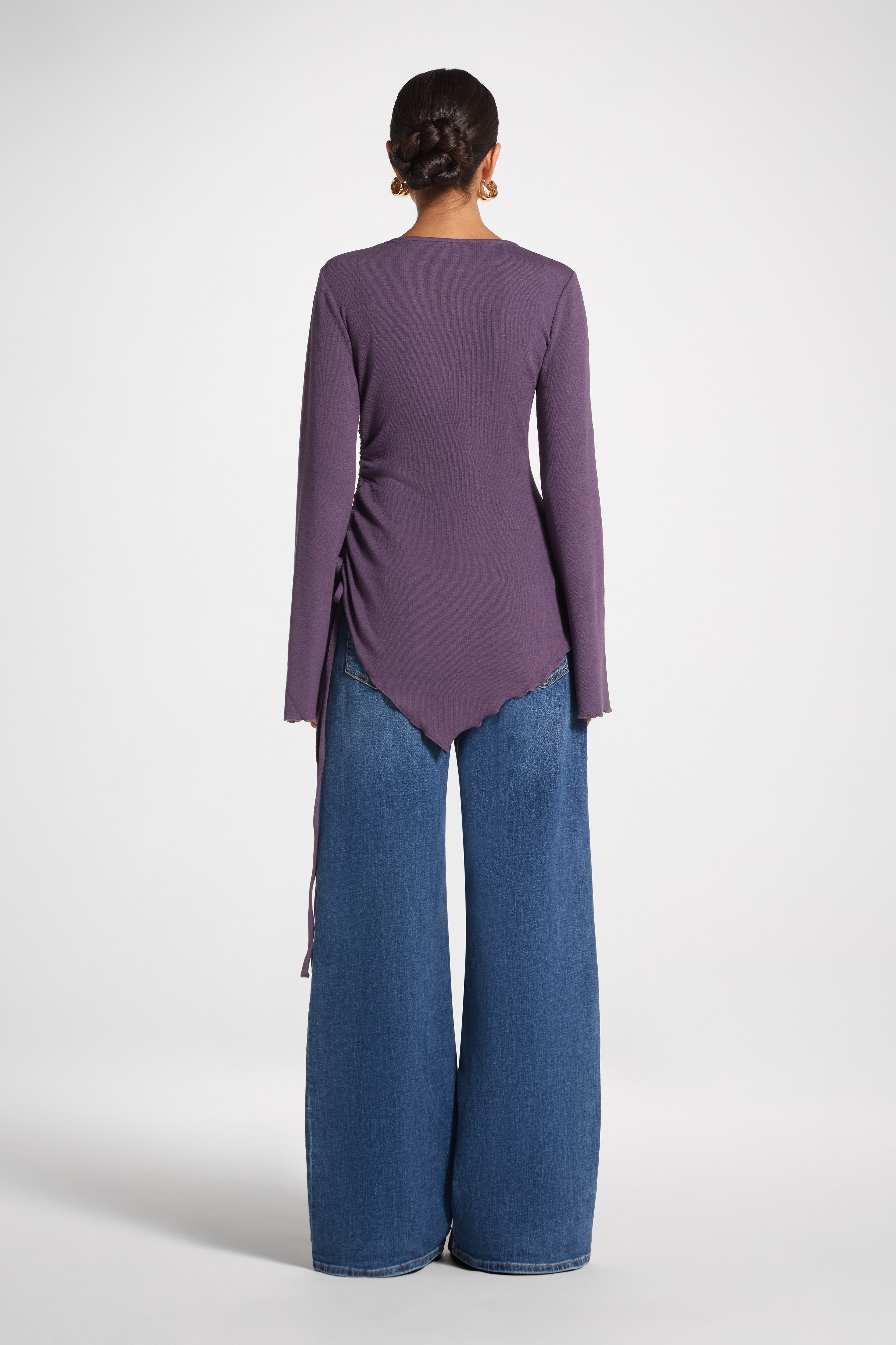 Asymmetric Ruched Top - Plum Top Veiled