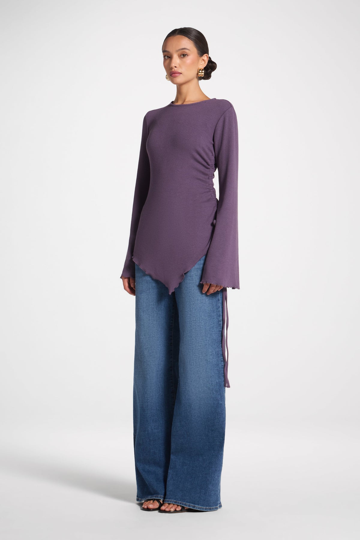 Asymmetric Ruched Top - Plum Top Veiled