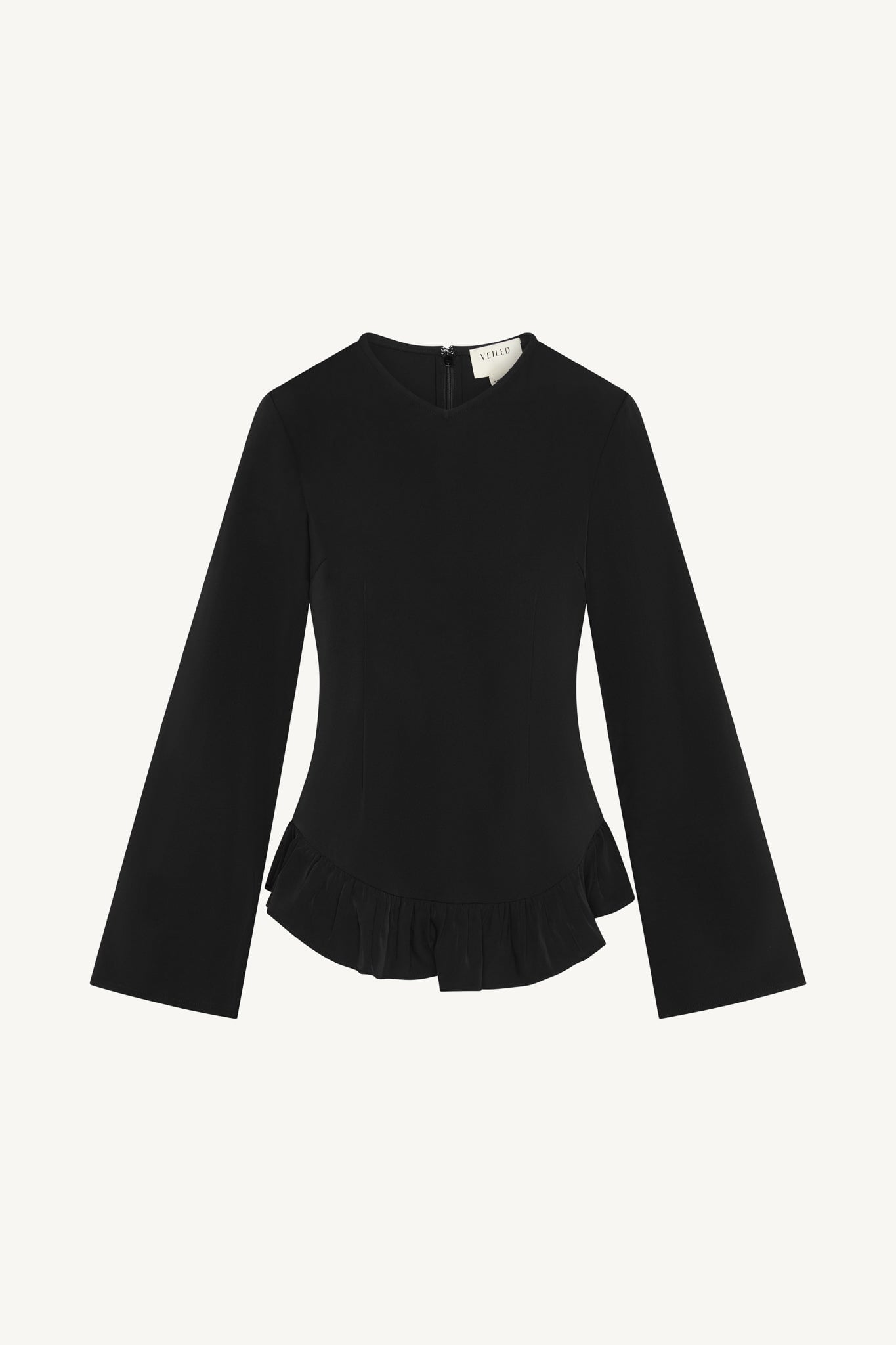 Asymmetric Ruffle Top - Black Abayas Veiled